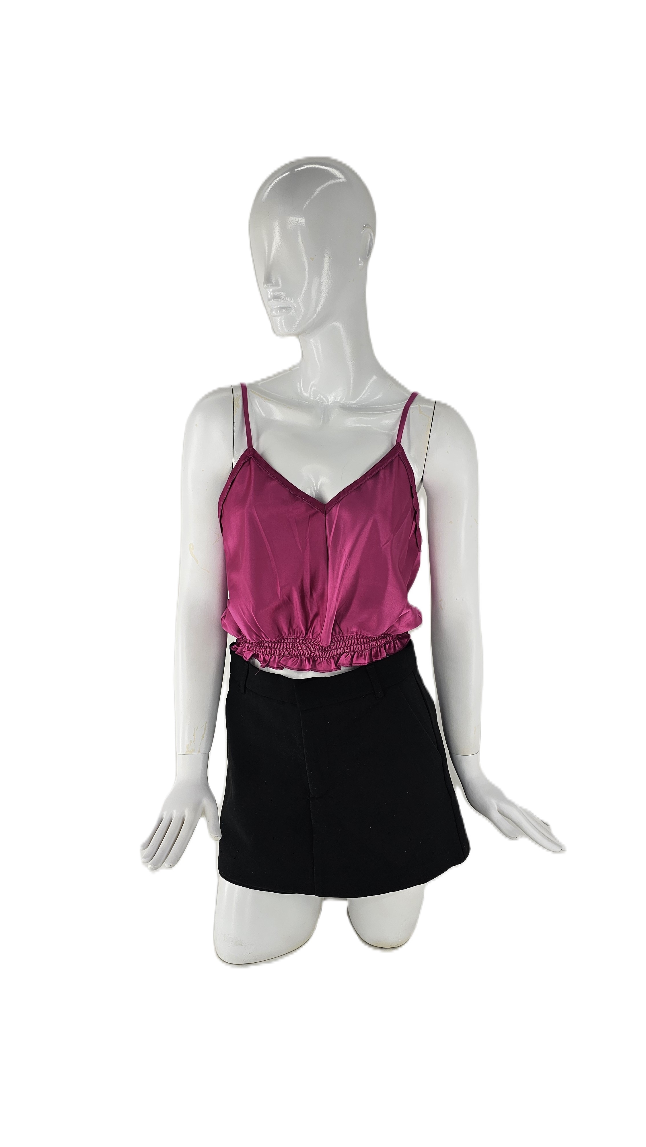 Kanatjere Crop Top Zara Roze Saten S.Hand