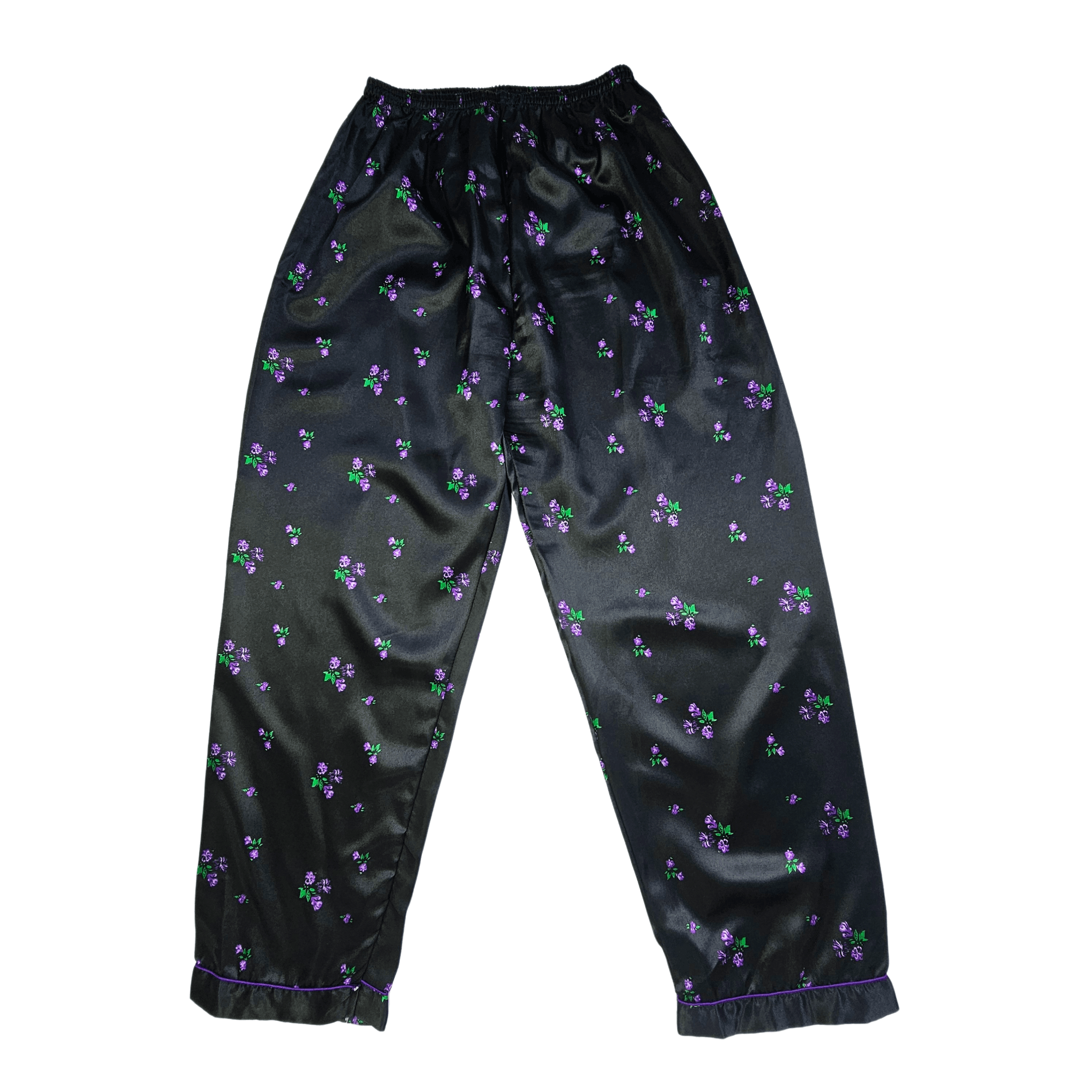 Veshje Gjumi Tuta Saten Ngjyre te Zeza me Lule Lejla s.Hand/Sleeping Clothes