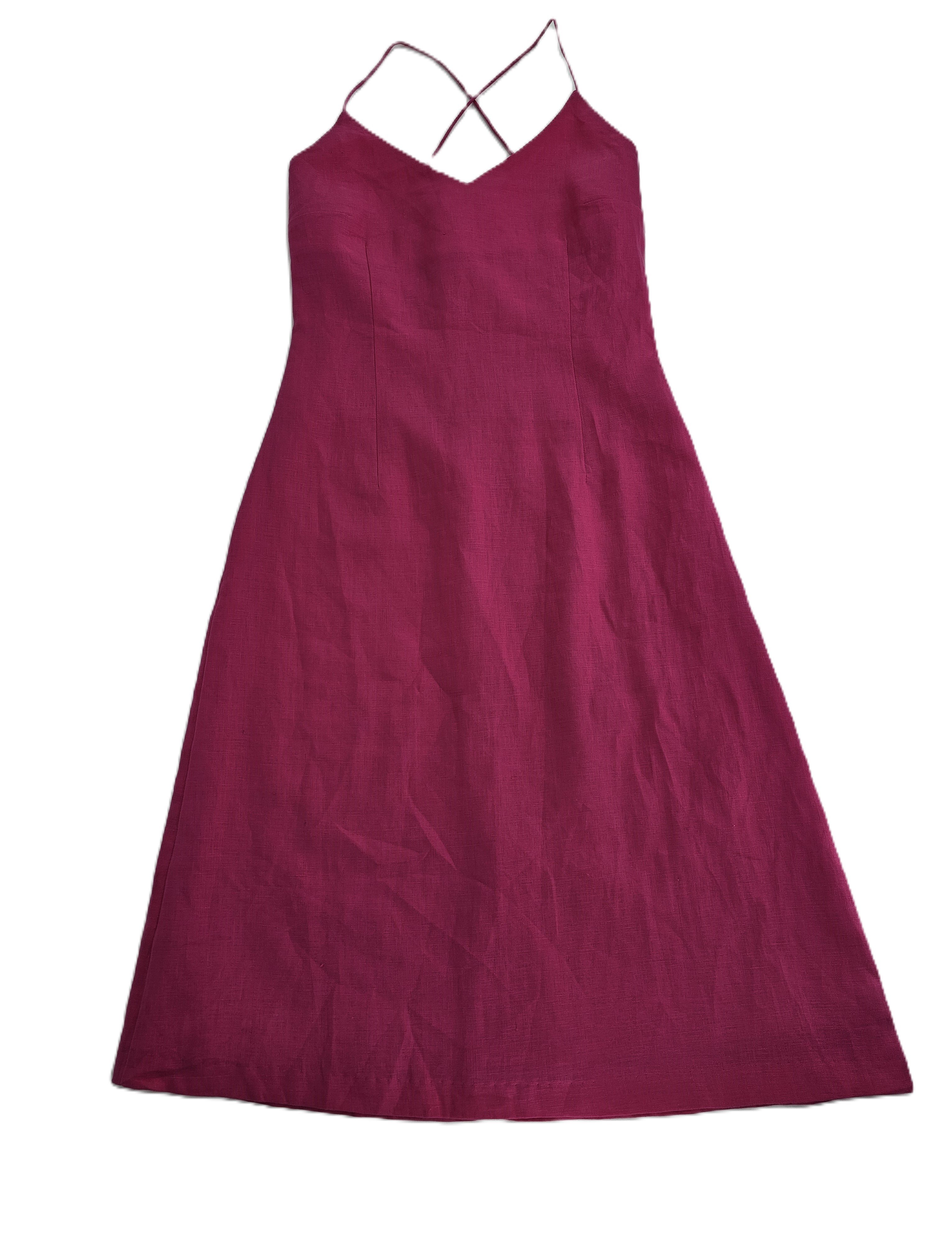 Fustan H&M Lino Fuchsia Neon S.Hand