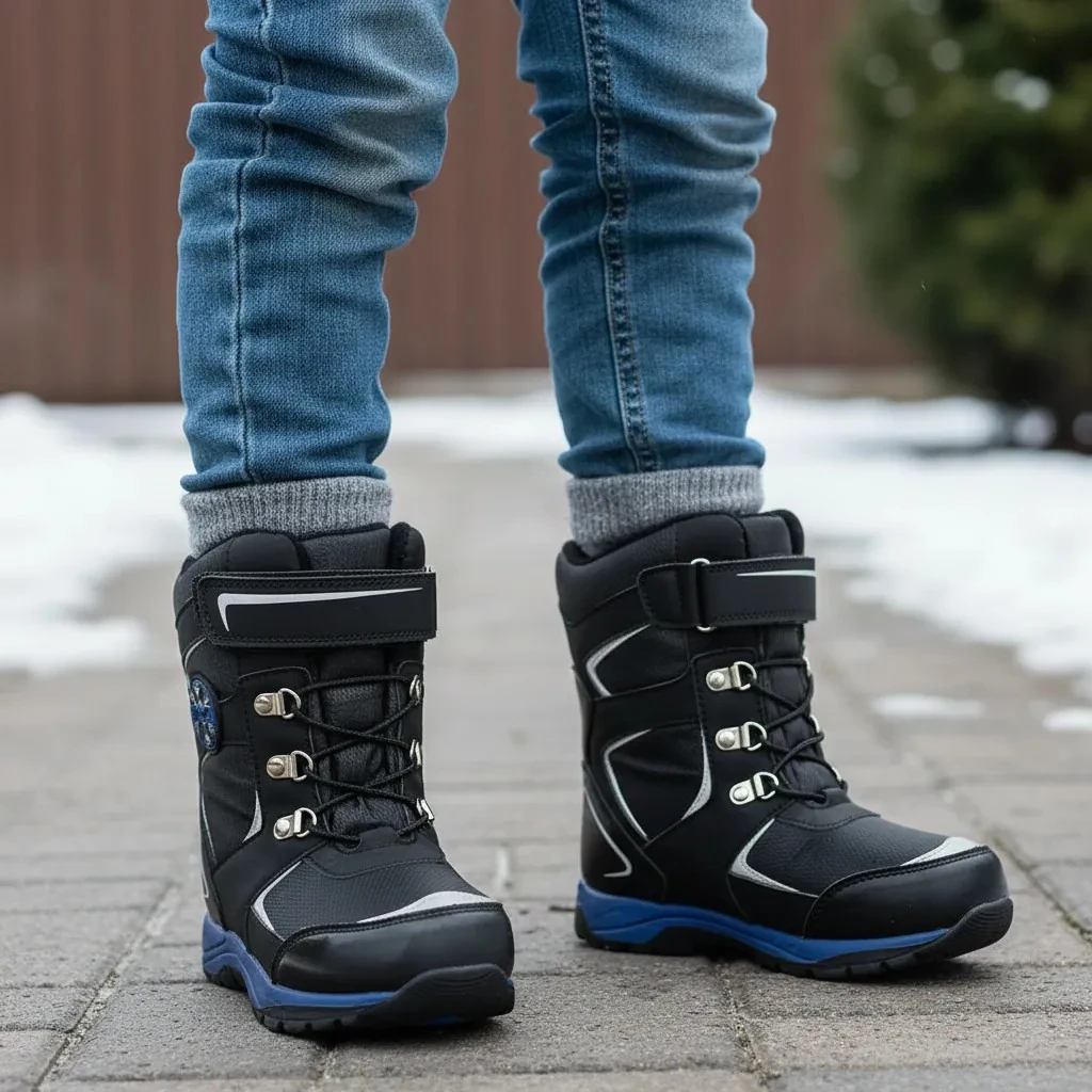 Cizme Femijesh me Push Brenda Ngjyre te Zeza me Dizajn te Bardhe dhe Blu Children's Boots