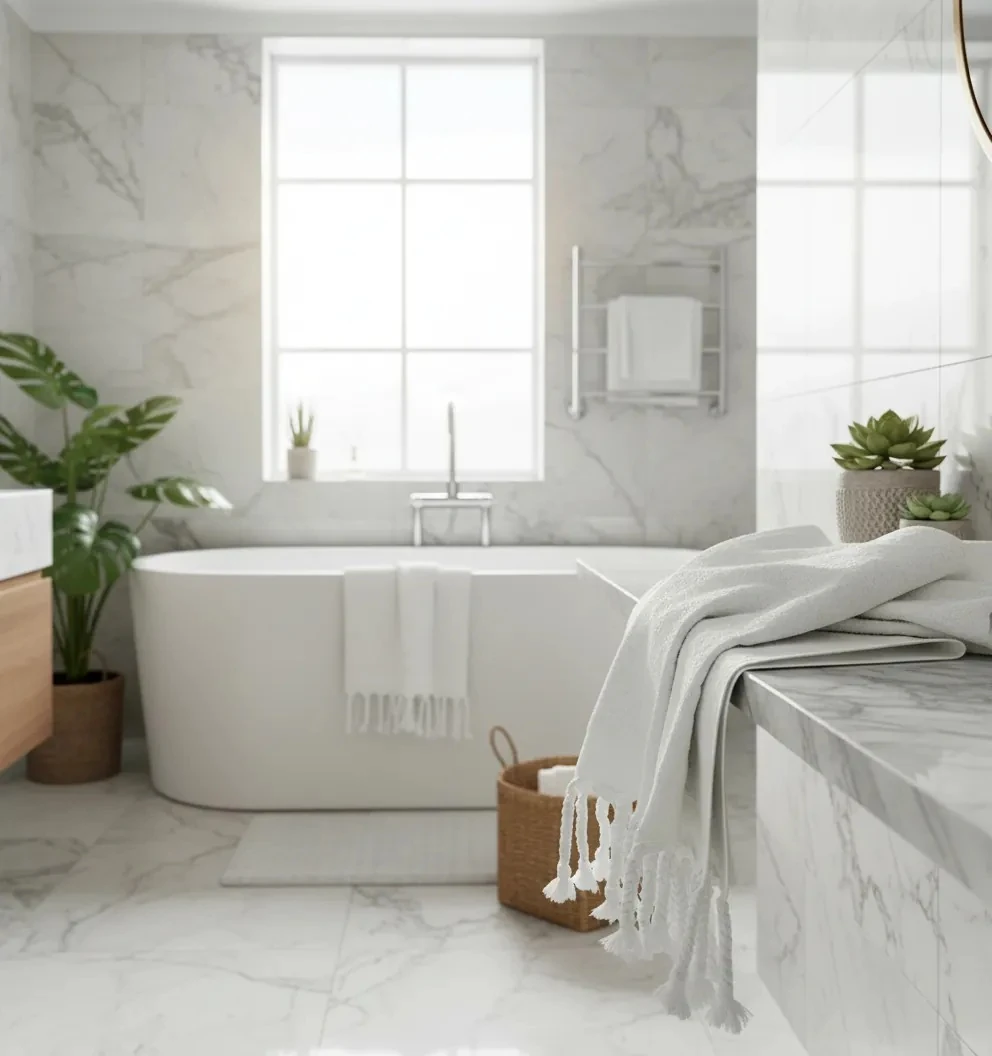 Peshqir Banje Trupi I Bardhe Me Dizajn Gershete 1 Cope 80x140 cm 640 gr Bath-Body Towel