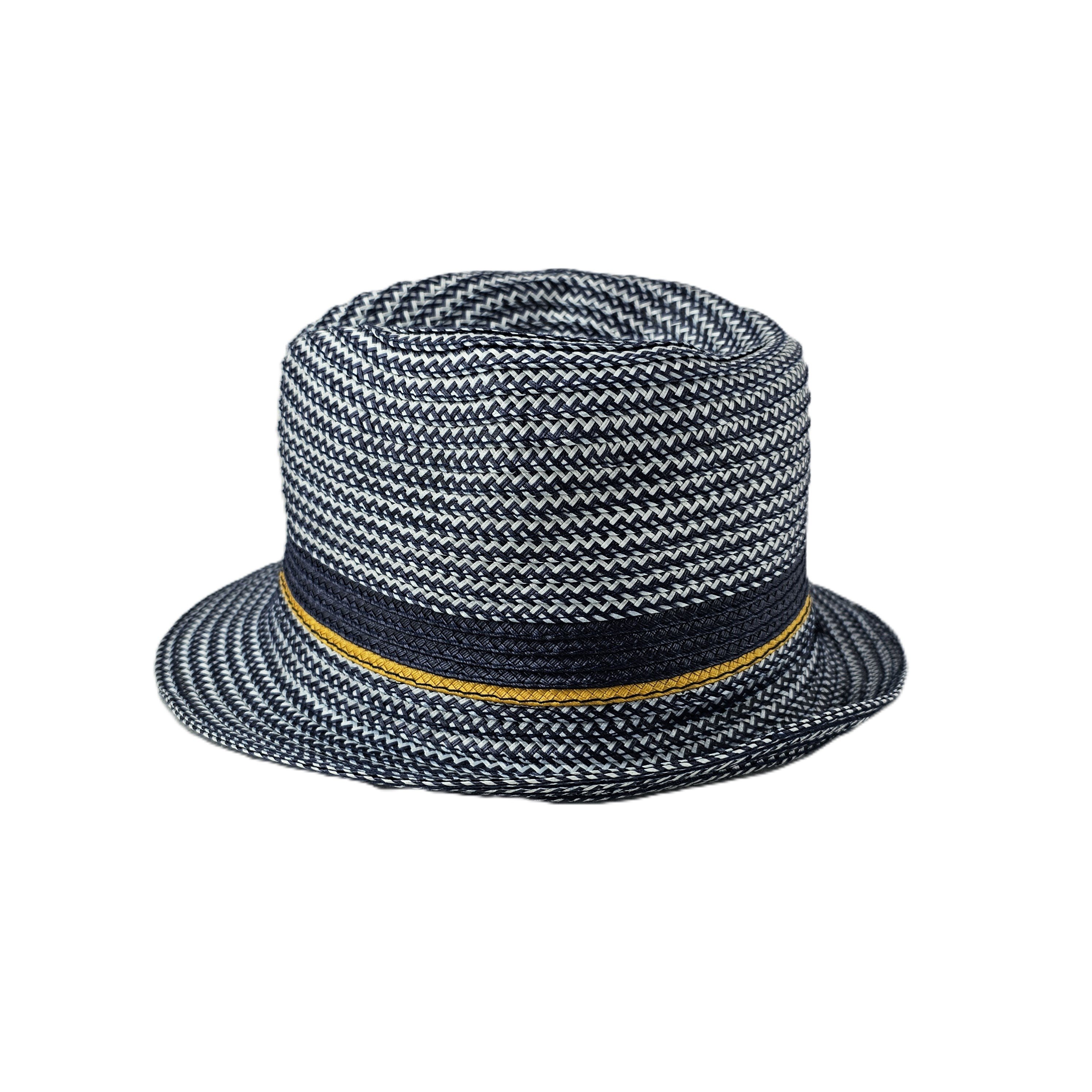 Kapele Plazhi Femijesh Kashte Ngjyre Blu e Erret me Dizajn te Verdhe S.Hand/Beach Hat