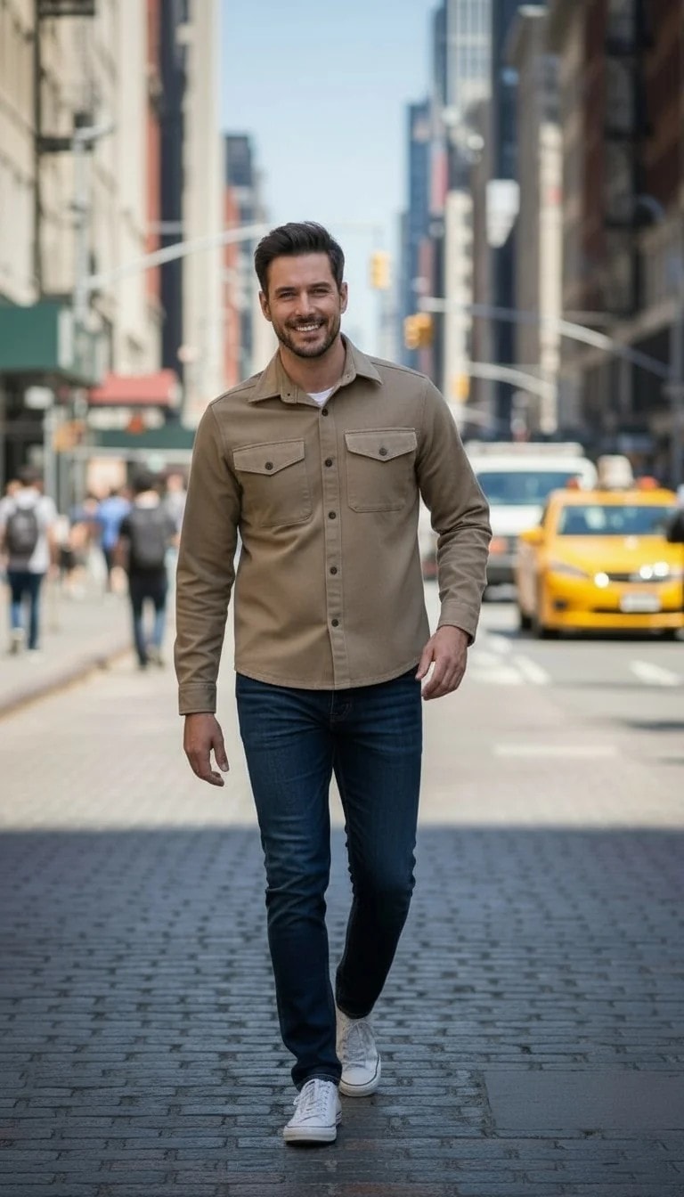 Kemishe Xhins Meshkujsh River Island Ngjyre Bezhe Outlet Shirt