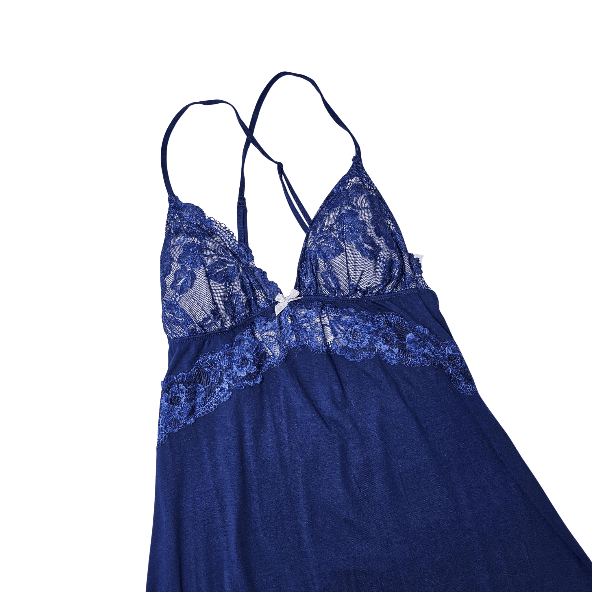 Veshje Gjumi Fustan Ngjyre Blu i Erret  me Detaje Dantelle  S.Hand Sleepwear 