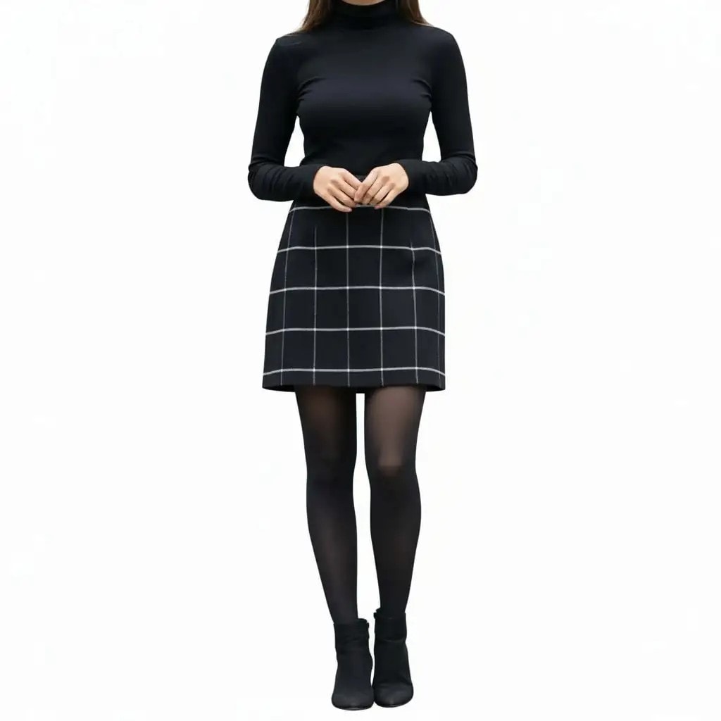 Fund Femrash Ngjyren i Zi me Dizajn te Bardhe S.Hand Women Skirt