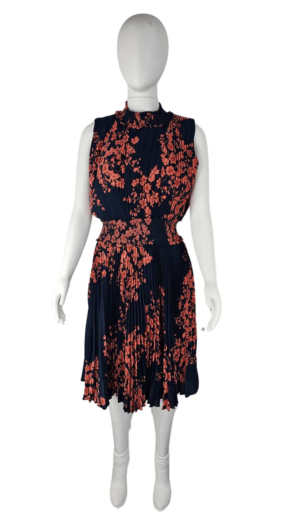 Fustan Femrash Ngjyre Blu i Erret me Lule Portokalli S.Hand/Dress