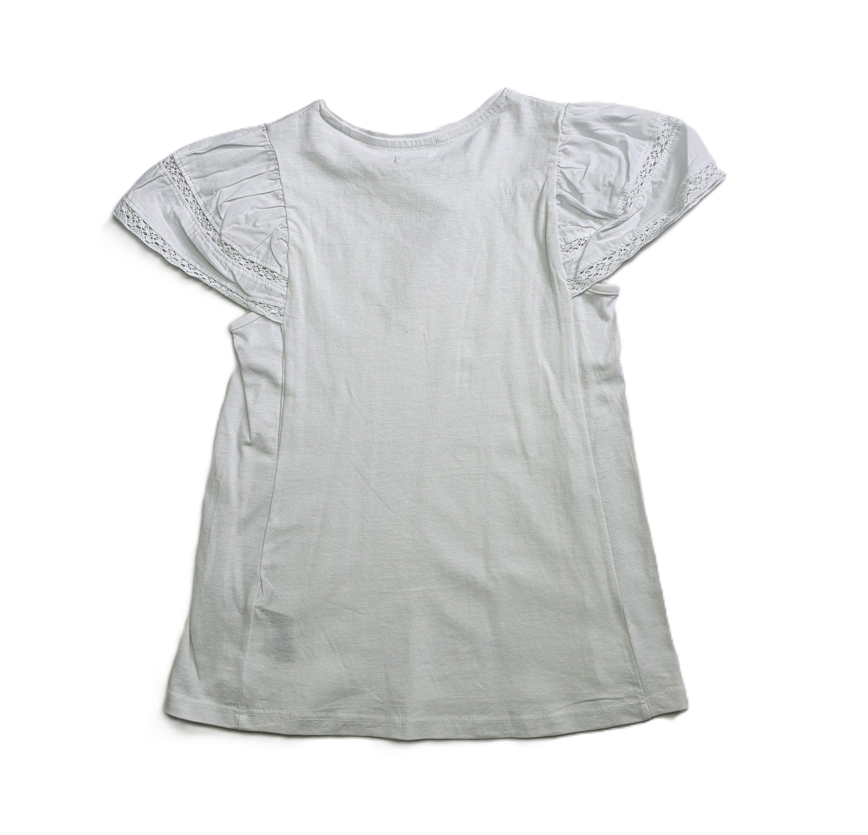 T-Shirt Femijesh Ngjyre e Bardhe me Detaj Dantelle tek Krahet Outlet