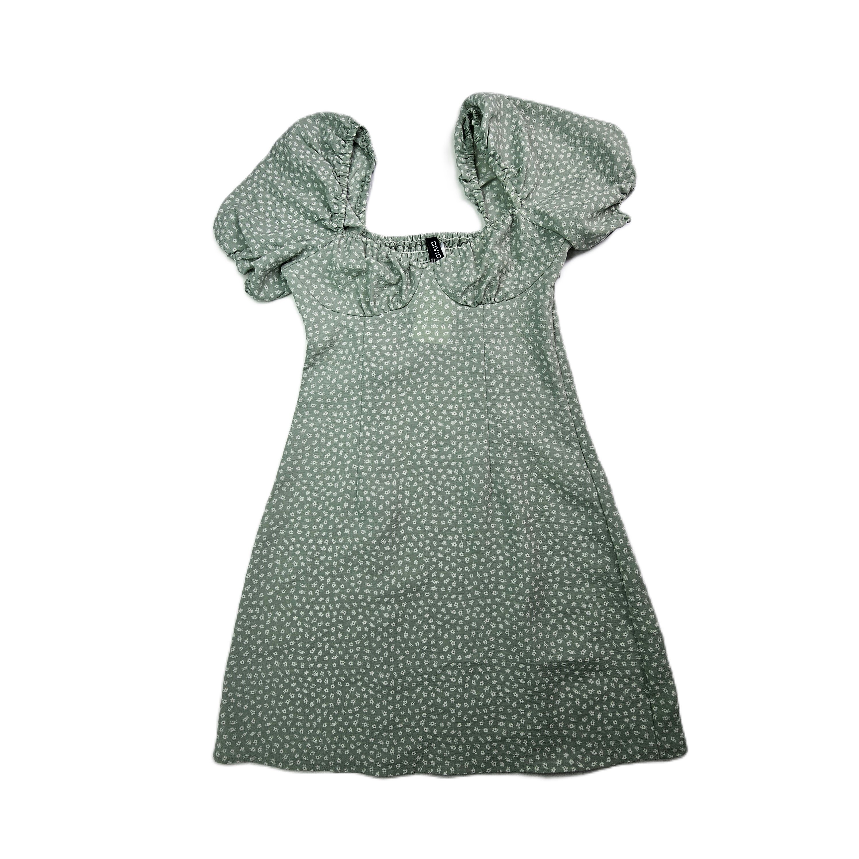 Fustan Ngjyre Mente me Lule te Bardha Outlet/Dress