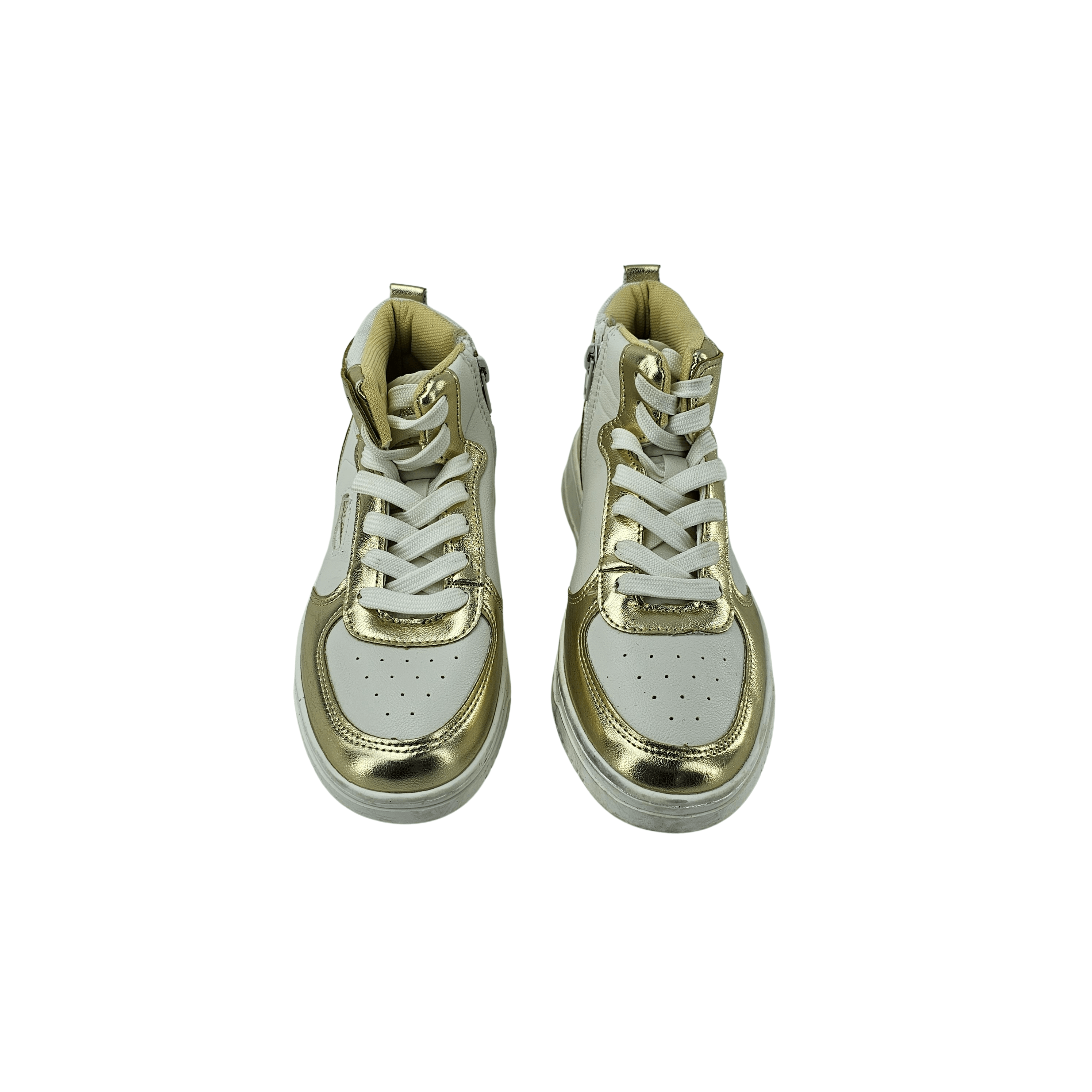 Atlete Femijesh Ngjyre Gold me Dizajn te Bardhe S.Hand Childrens Shoes