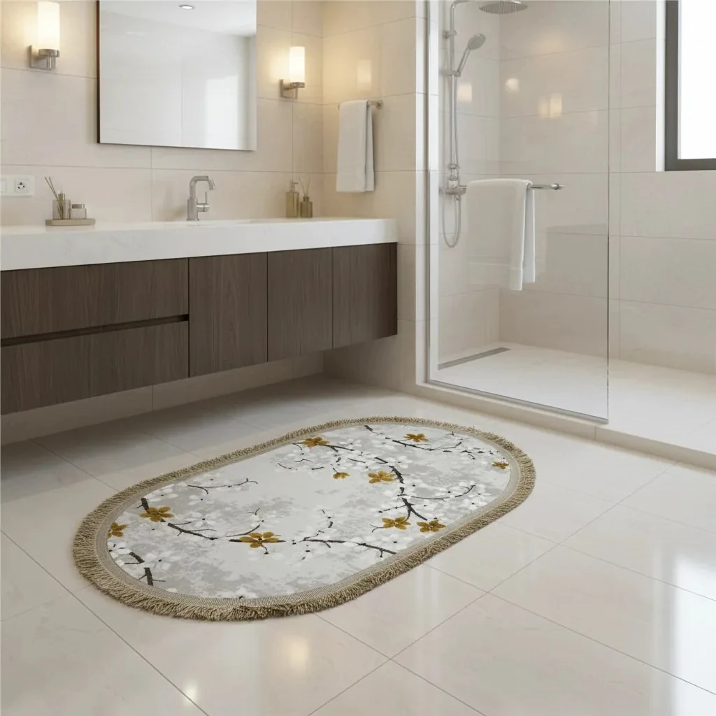 Rrugice me Fije Ngjyre Bezhe  me Lule 60x100 Outlet Rug