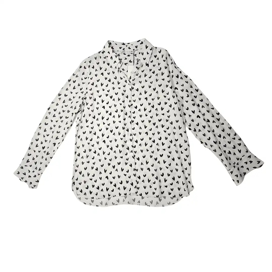 Kemishe Femrash Zara Ngjyre Qumesht me Zemra te Vogla Outlet Women Shirt