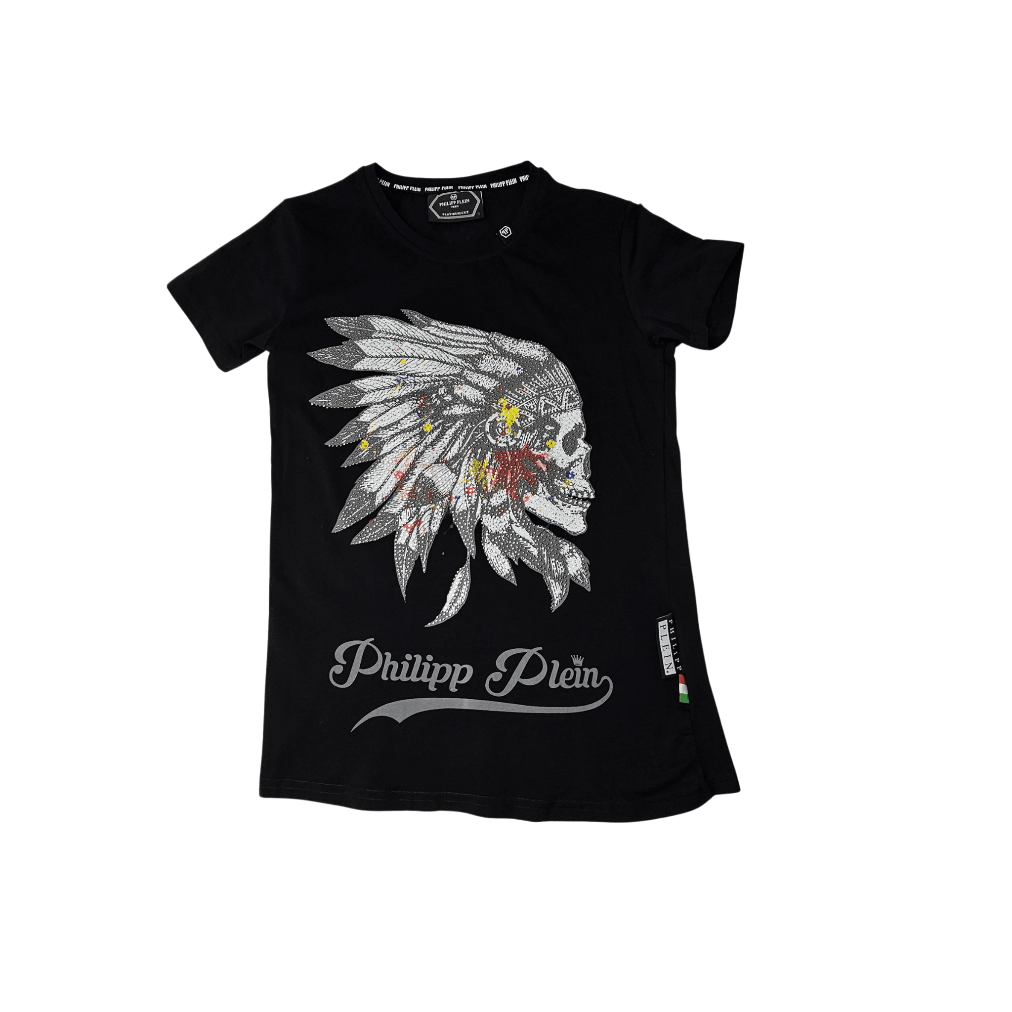T-Shirt Meshkujsh Philip Plein Paris Ngjyre e Zeze me Dizajn me Gure S.Hand