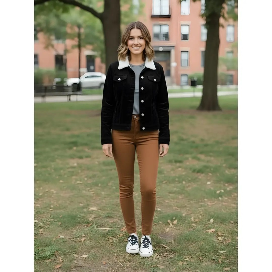 Xhakete Femrash Forever21 Ngjyre e Zeze me Pellush te Bardhe S.Hand