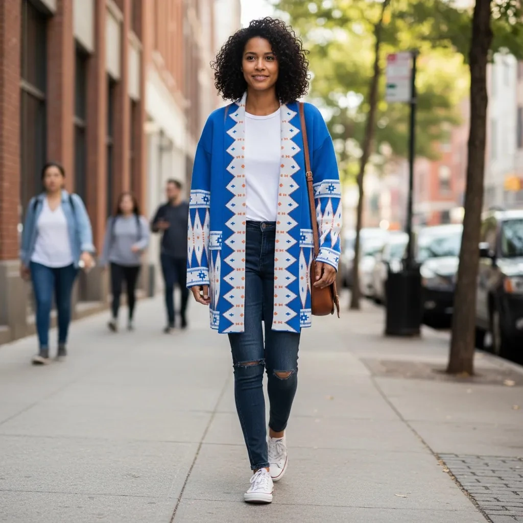 Triko Femrash Ngjyre Blu Dizajn Abstrakt Shumengjyresh Outlet Women's Sweater