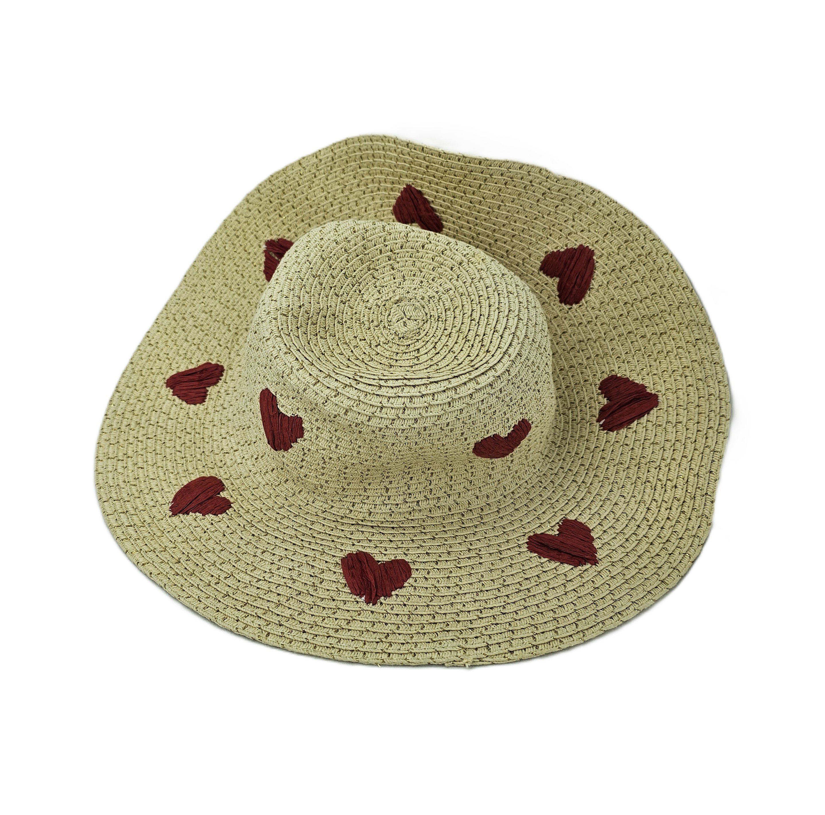 Kapele Plazhi Femrash Primark Kashte me Zemra te Kuqe S.Hand/Beach Hat