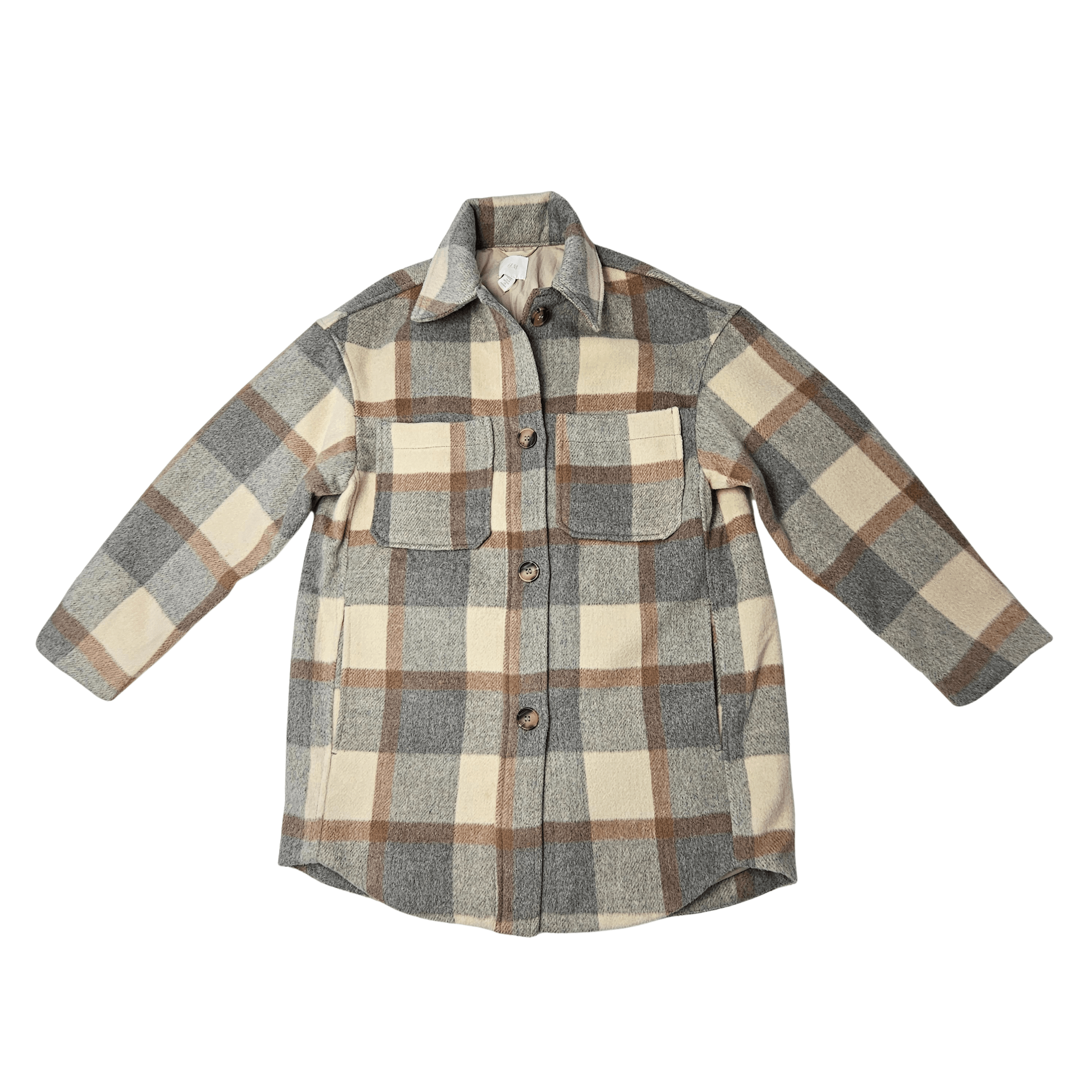 Xhakete Femrash H&M Ngjyre Bezhe e Hapur me Kuadrate Outlet Womens Jacket