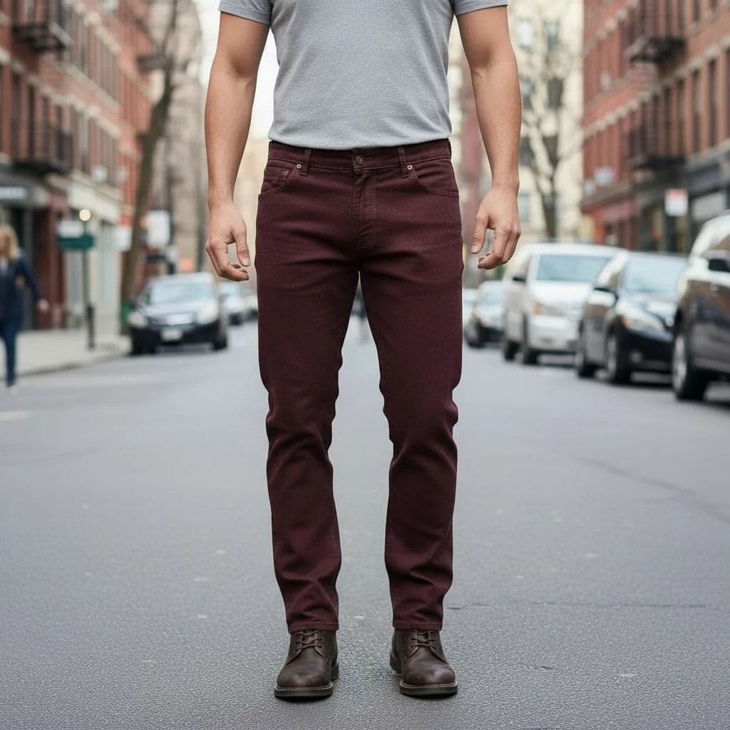 Pantallona Xhins Meshkujsh Hero Outlet Ngjyre Vishnje Jeans