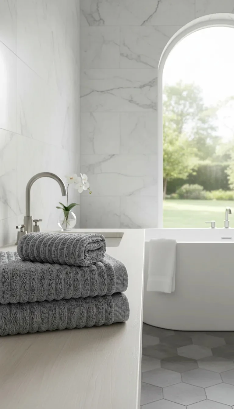 Peshqir Banje Trupi Gri Me Fasha 1 Cope 70x140 cm 550 gr Bath-Body Towel