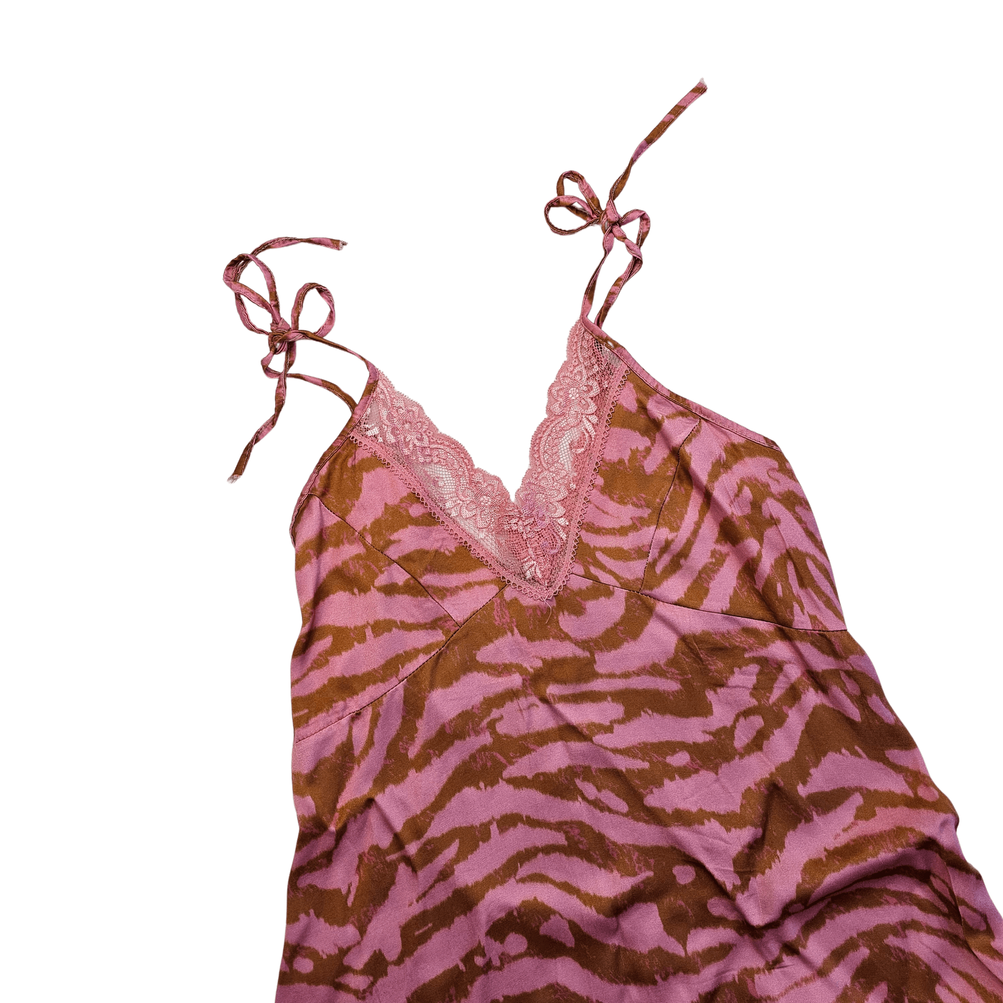  Veshje Gjumi Fustan Saten Ngjyre Roze me Dizajn Portokalli S.Hand/Sleeping Clothes