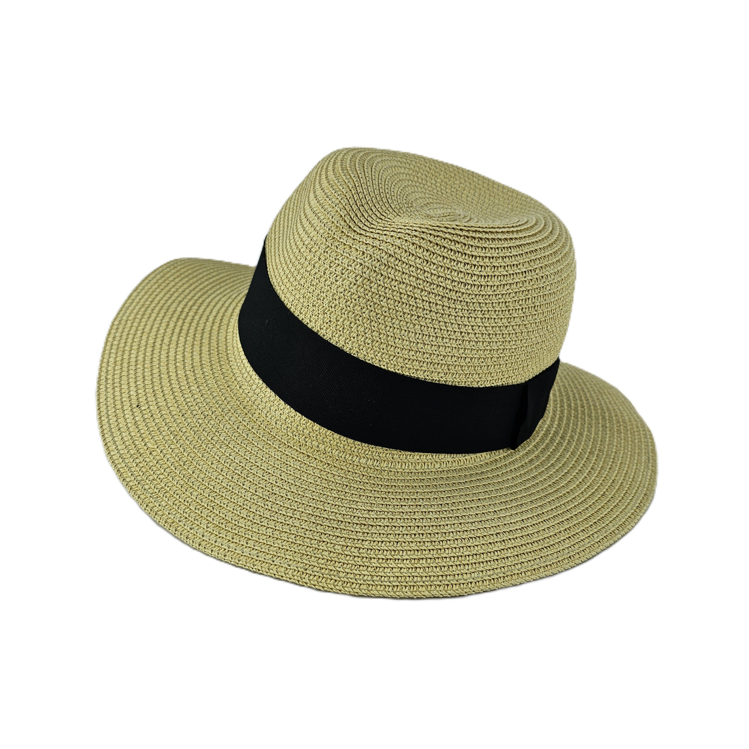 Kapele Plazhi Femrash Kashte me Dizajn te Zi S.Hand/Beach Hat