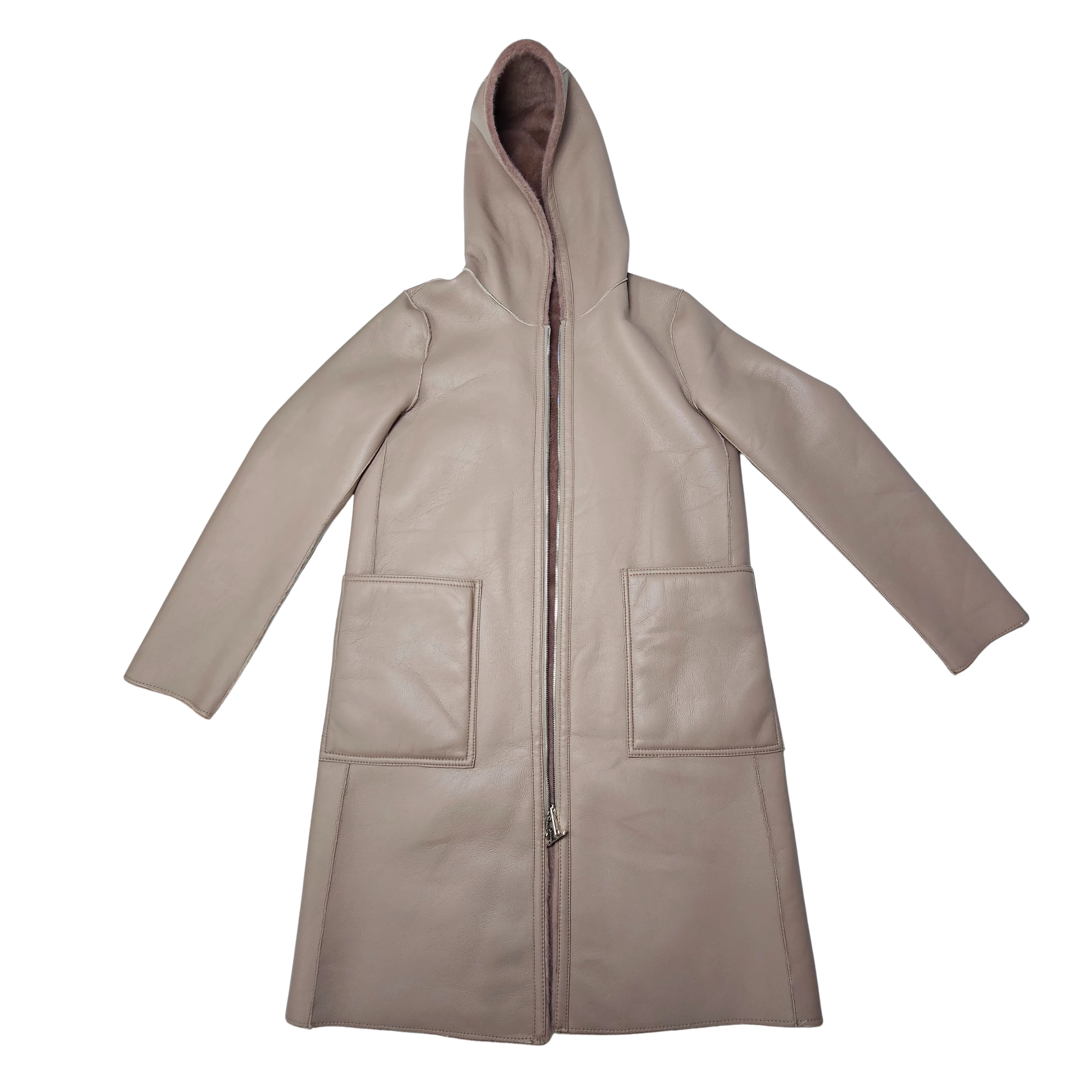 Xhup Femrash qe Vishet nga te dyja Anet Ngjyre Bezhe S.Hand Women's Coat 
