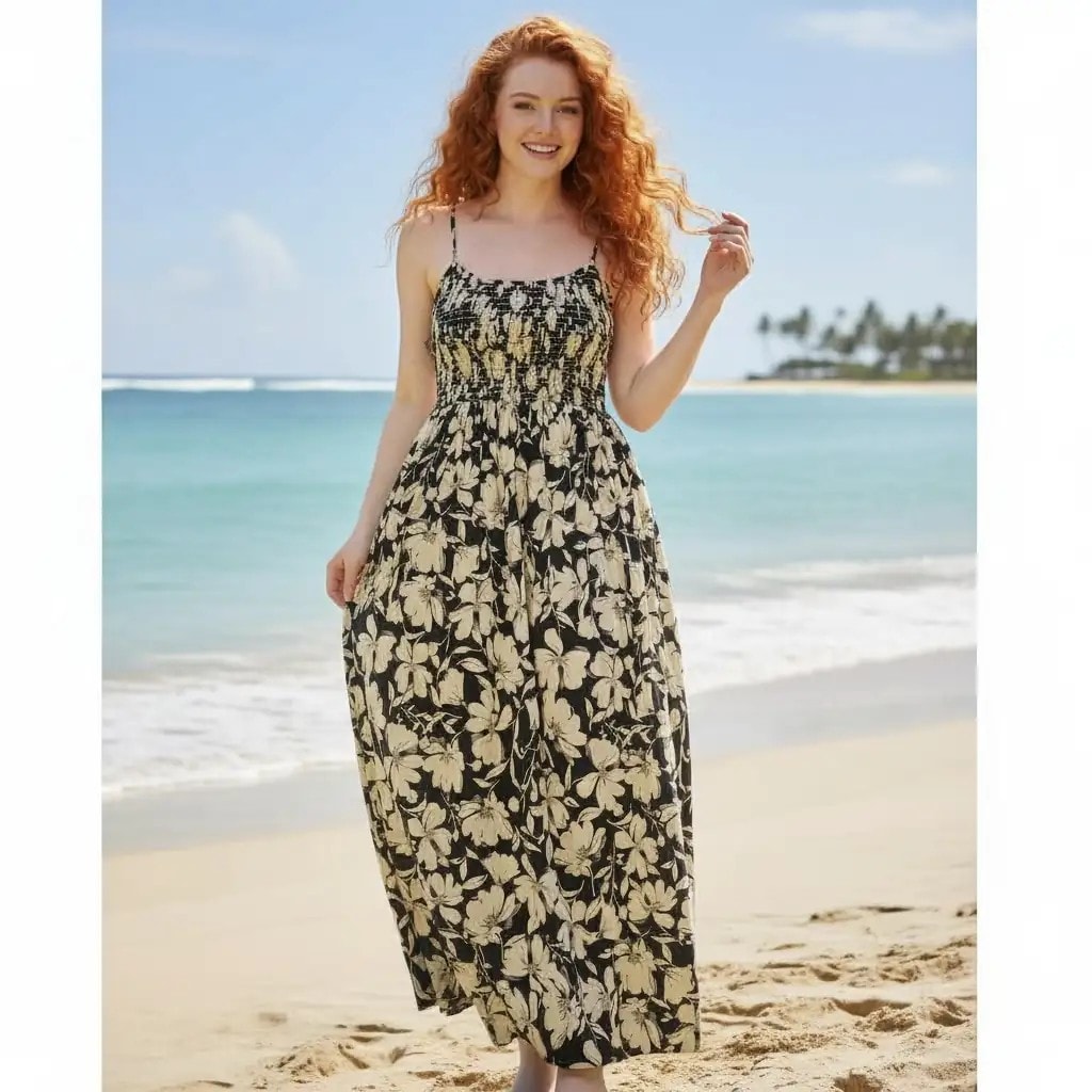 Fustan Femrash Ngjyre i Zi me Lule Bezhe S.Hand