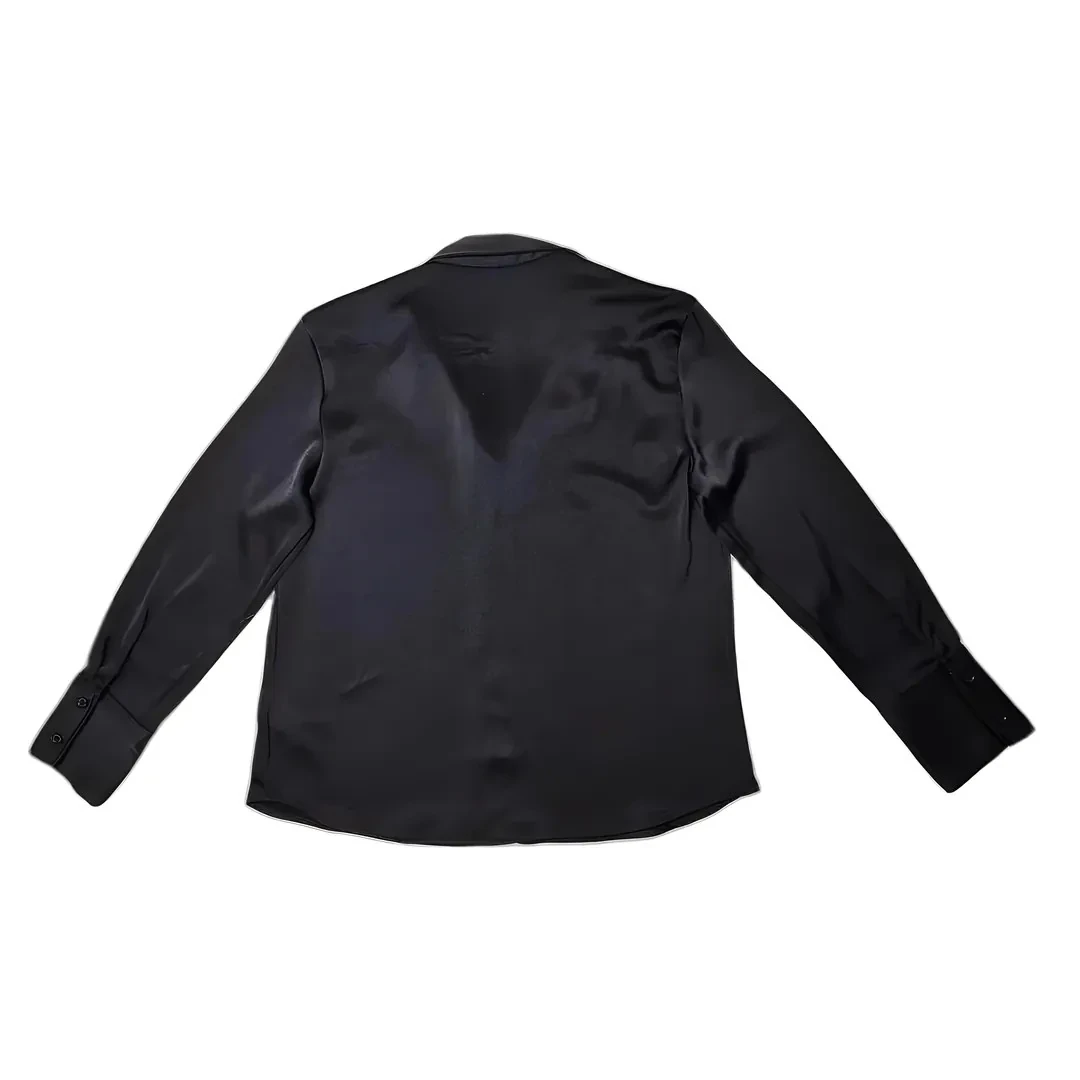 Kemishe Femrash Saten Ngjyre e Zeze S.Hand Women's Shirt