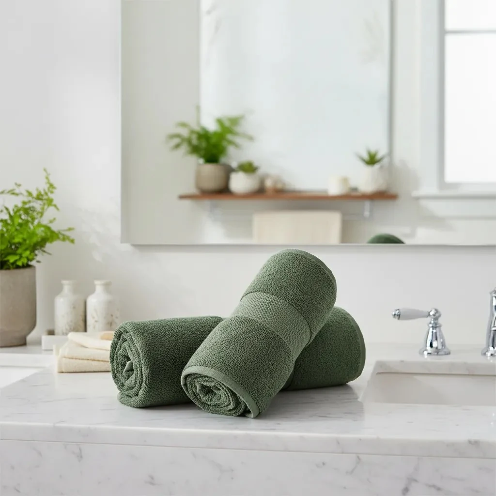 Peshqir Banje Trupi Jeshil Me Fashe 1 Cope 90x180 cm 960 gr Bath-Body Towel