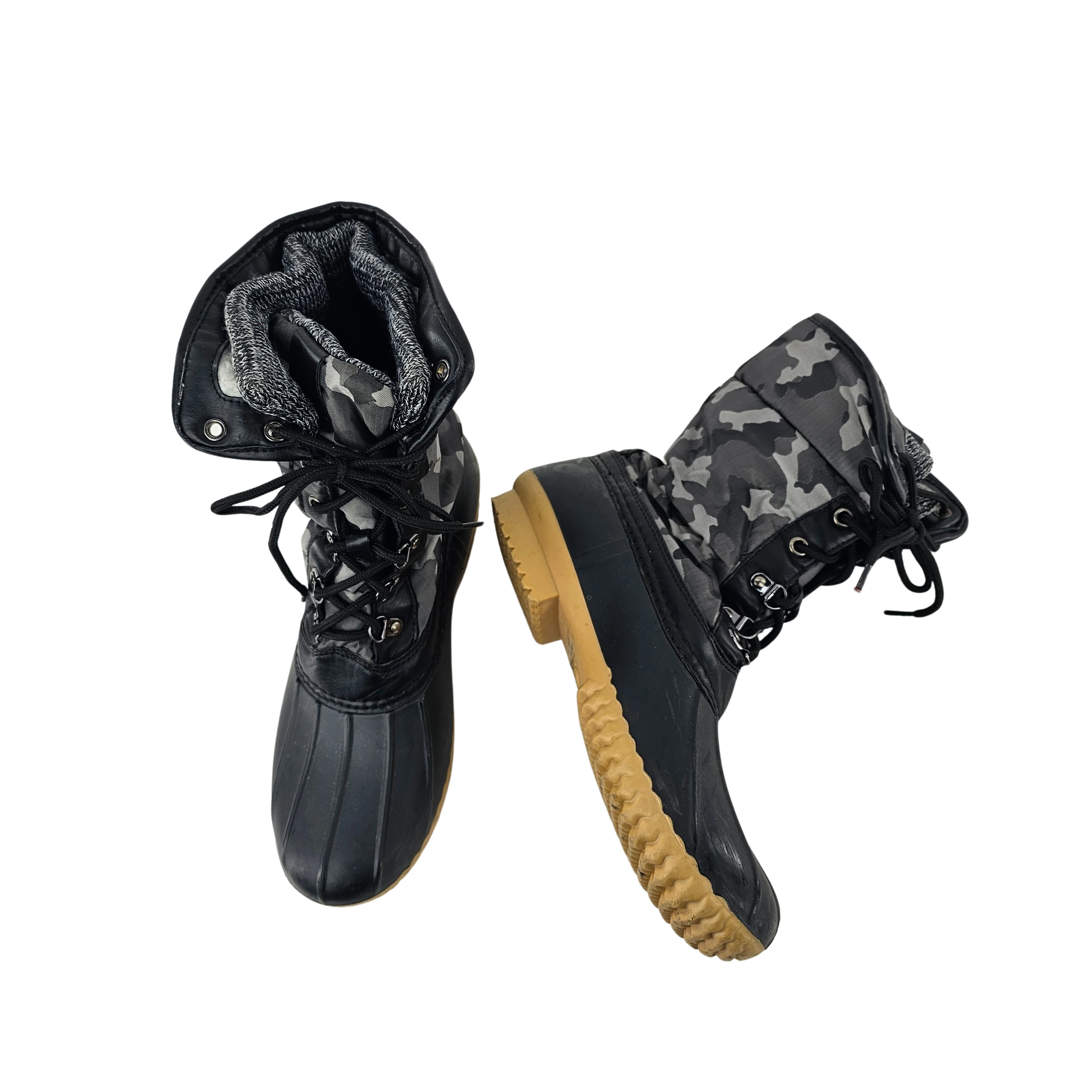 Cizme Femrash me Push Brenda Ngjyre Gri e Erret me Dizajn Ushtarak S.Hand Women's Boots