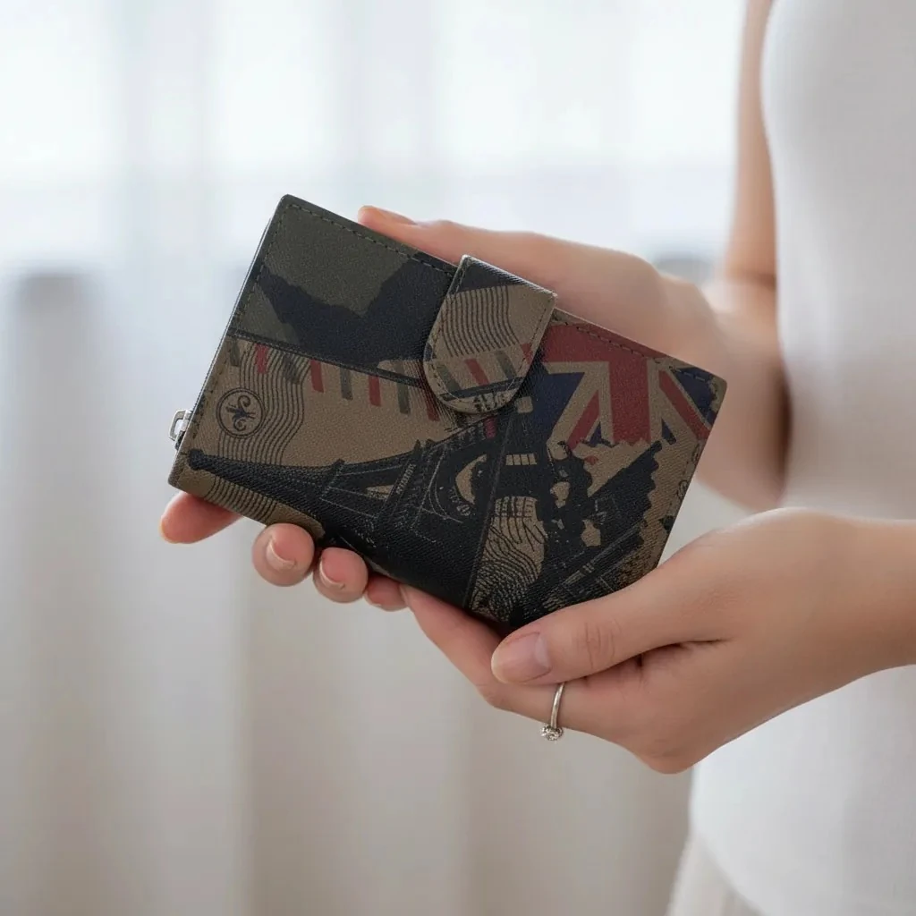 Portofol Femrash Ngjyre Kaf me Dizajn Abstrakt S.Hand Women's Wallet