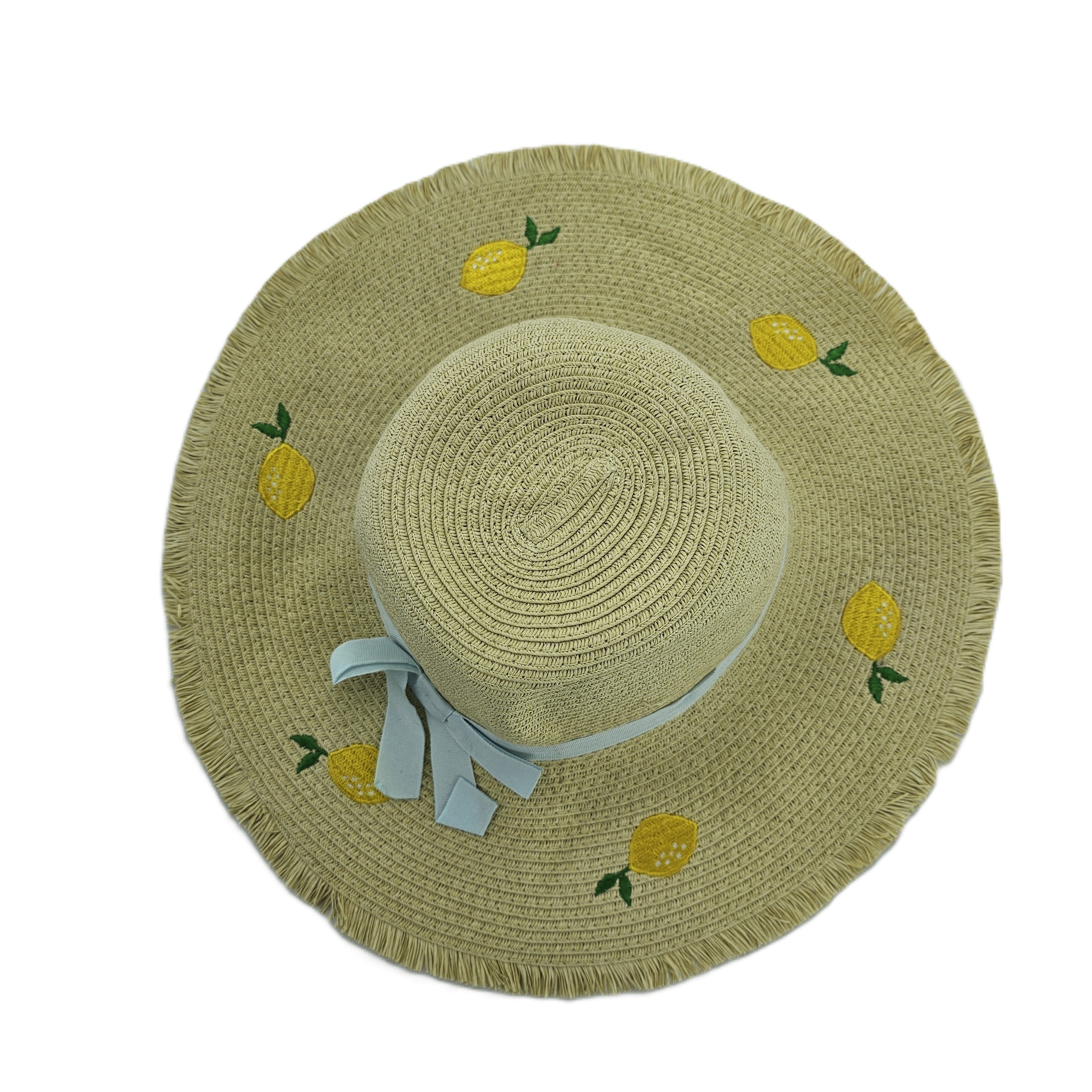 Kapele Plazhi Femrash F&F Kashte me Dizajn Fjongo Blu dhe Limona S.Hand/Beach Hat