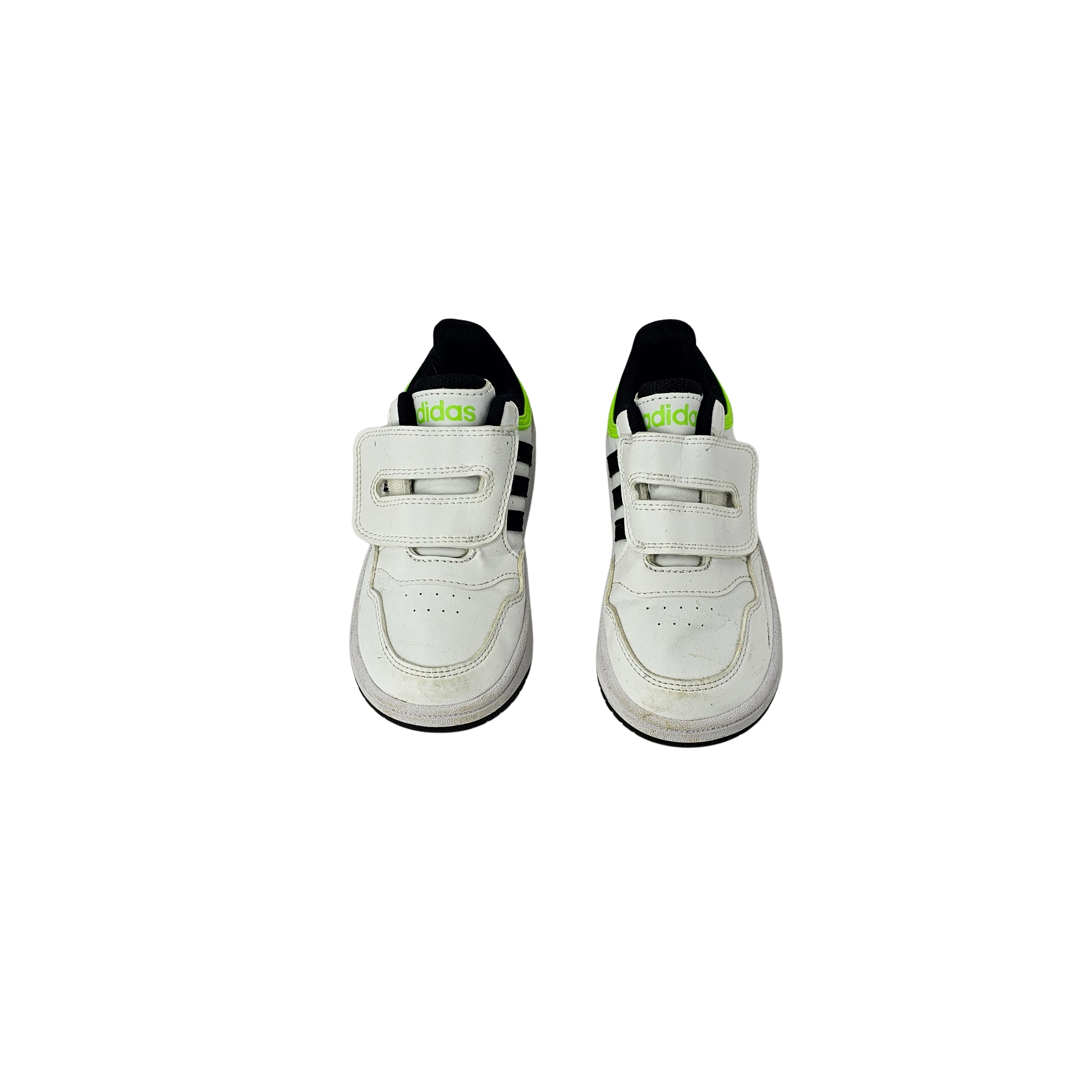 Atlete Femijesh Ngjyre te Bardha me Dizajn te Zi dhe Jeshile Bizele Fosforeshente S.Hand Children's Shoes