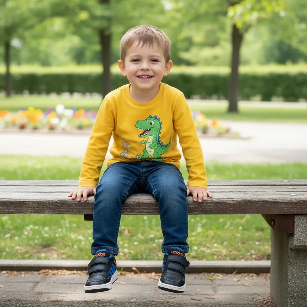 Atlete Femijesh Adidas Ngjyre te Zeza me Dizajn te Bardhe Blu dhe Portokalli S.Hand Children's Shoes