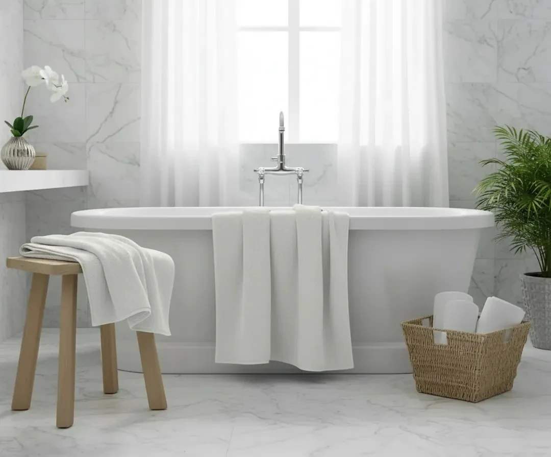 Peshqir Banje Trupi I Bardhe Dizajn I Thjeshte 1 Cope 100x180 cm 1.115 gr Bath-Body Towel