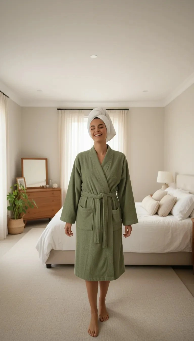 Robdishan 100 % Pambuk Outlet Bathrobe - Jeshile