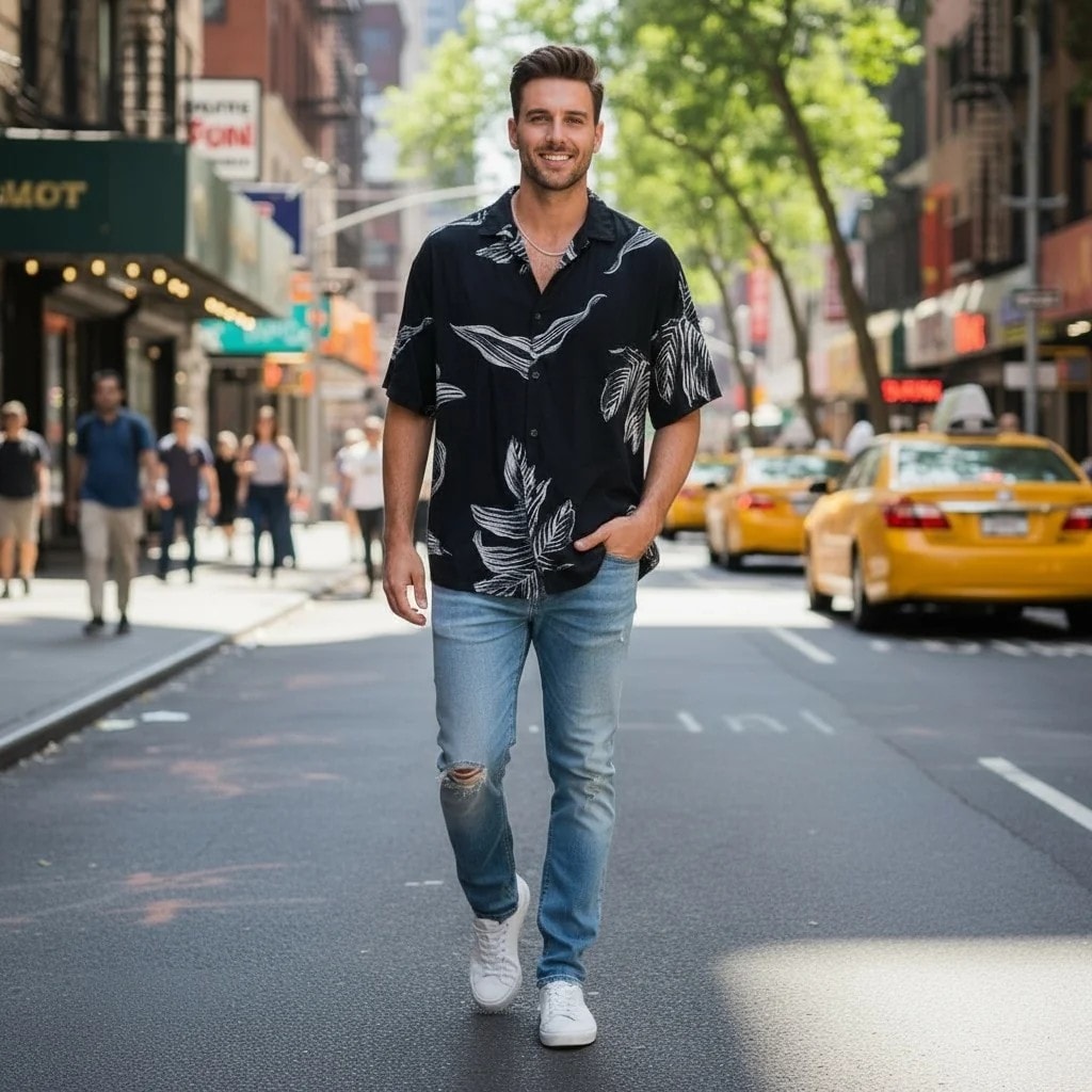 Kemishe Meshkujsh Pull&Bear Ngjyre e Zeze me Dizajn te Bardhe S.Hand