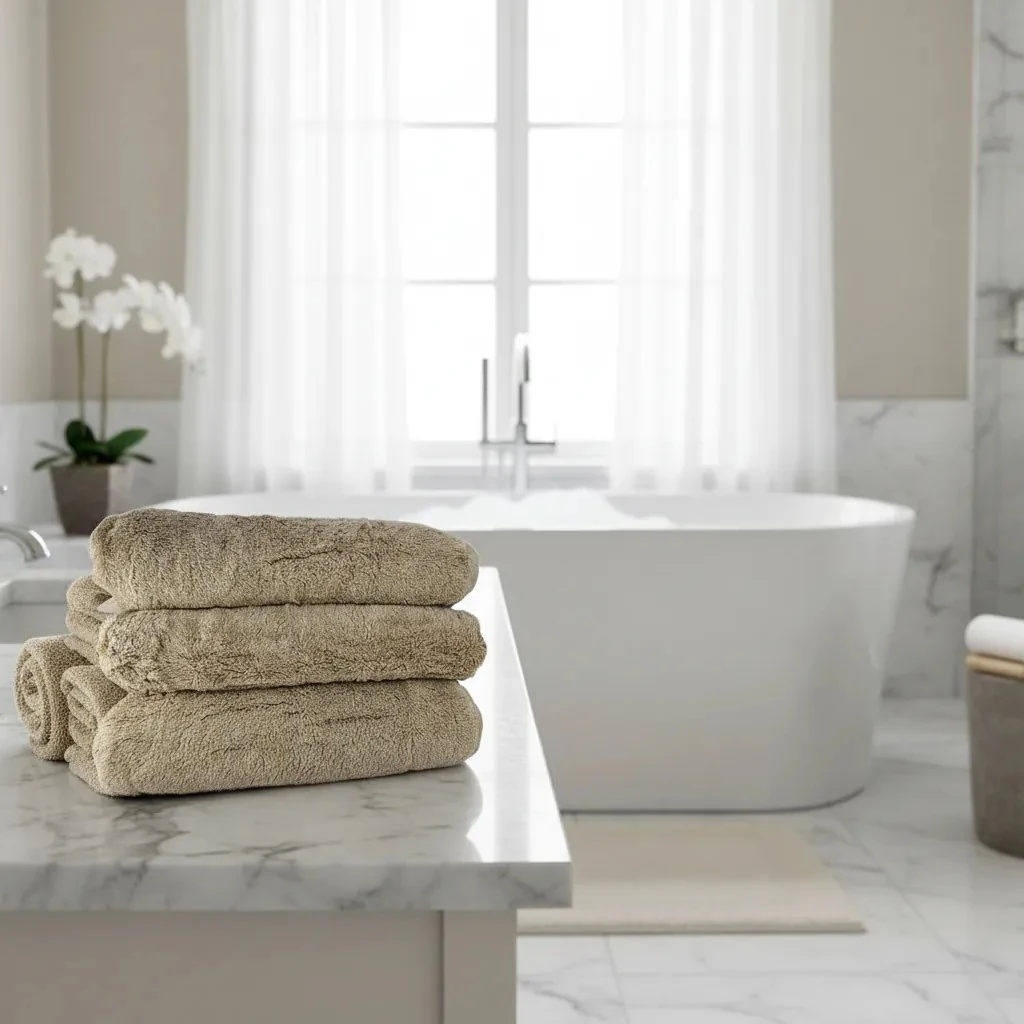 Peshqir Banje Trupi Ngjyre Kafe Dizajn I Thjeshte 1 Cope 100x180 1,400 gr Bath-Body Towel