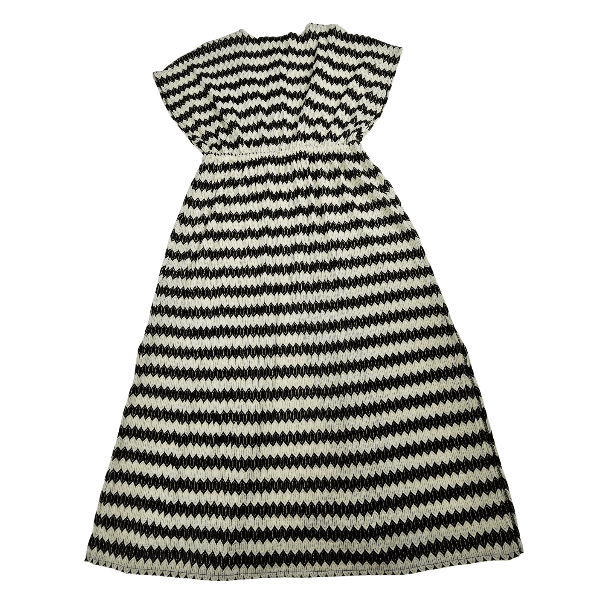 Fustan Plazhi Femrash Sosandar Ngjyre Bezhe me Dizajn te Zi dhe Xixa Gold Outlet/Beach Dress
