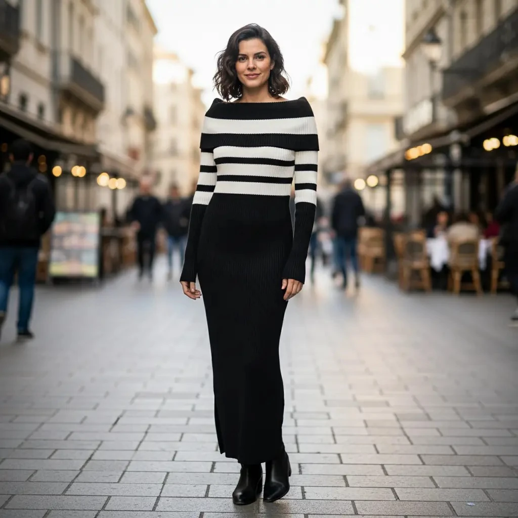 Fustan Femrash Dizajn Bardhe e Zi S.Hand Women's Dress