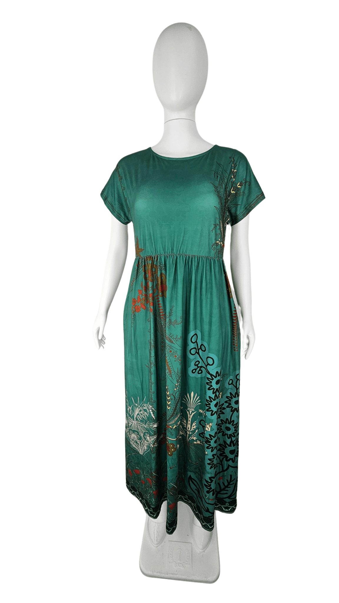 Fustan Femrash Ngjyre jeshil me Dizajn Abstrakt Outlet/Dress