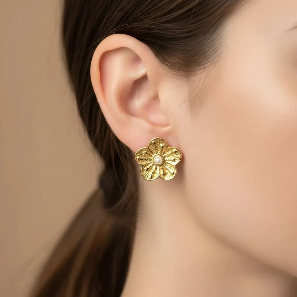 Vathe Femrash Çeliku M14 Stainless Steel Ngjyre Gold Women Earrings