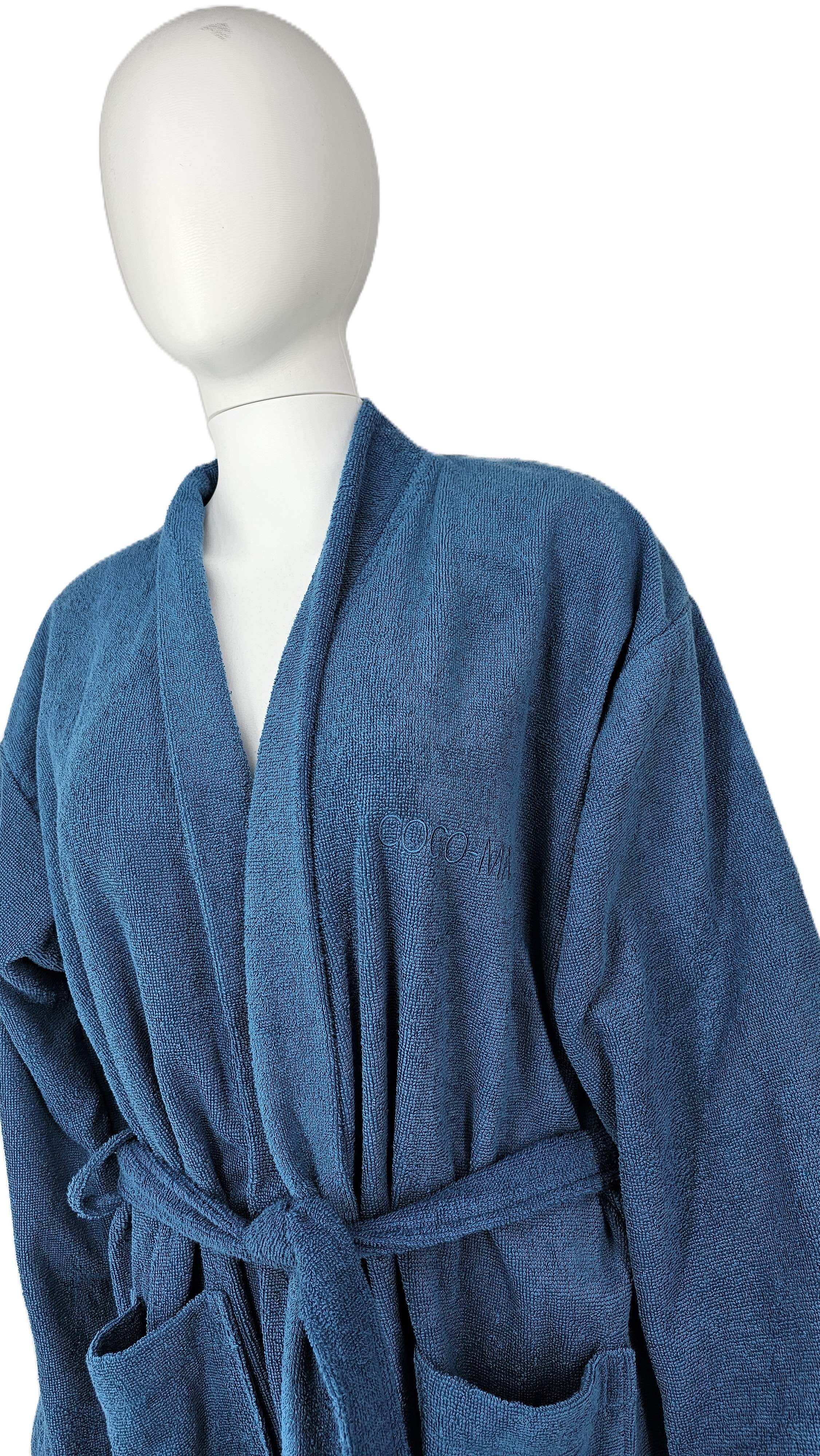 Robdishan 100 % Pambuk Outlet Bathrobe - Blu