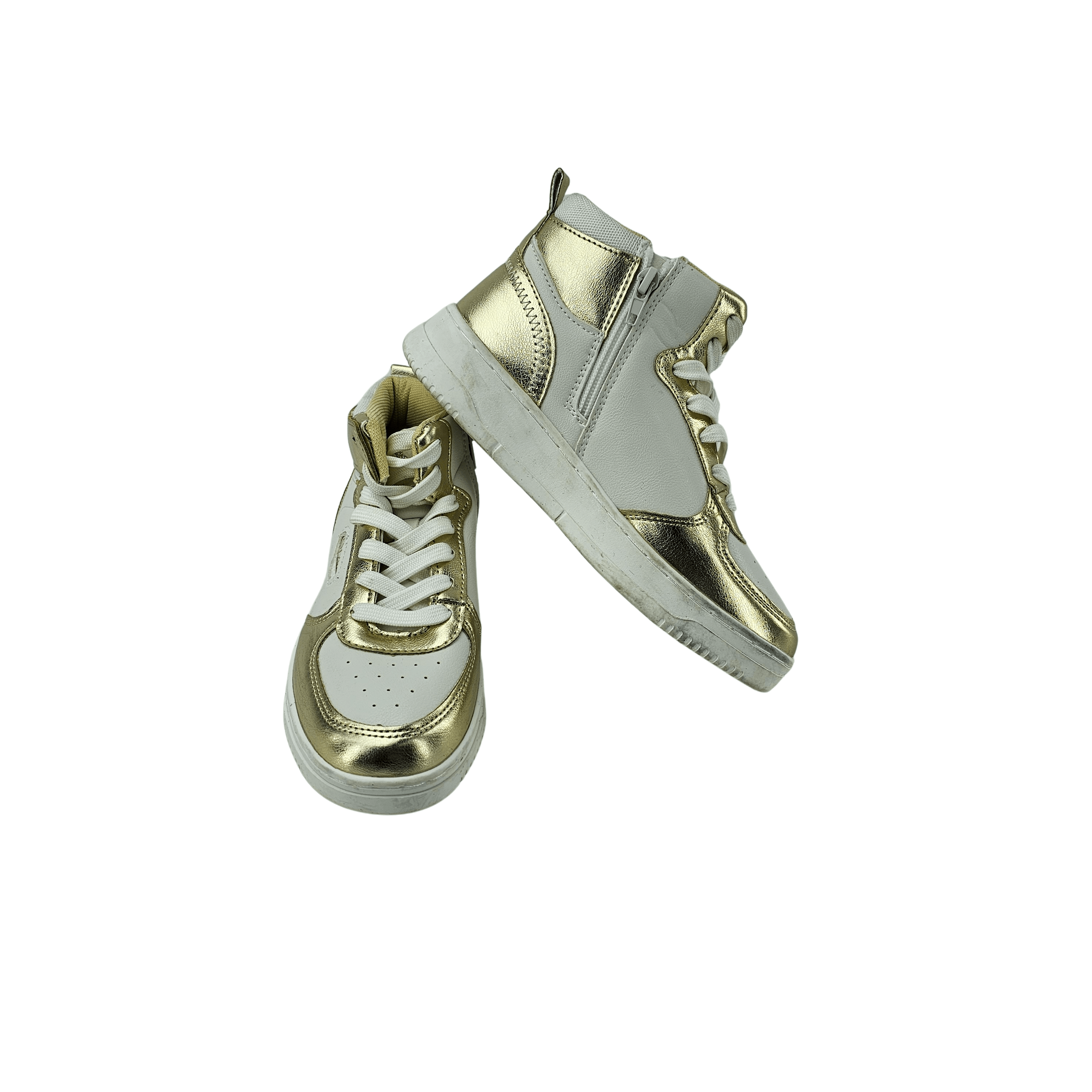 Atlete Femijesh Ngjyre Gold me Dizajn te Bardhe S.Hand Childrens Shoes