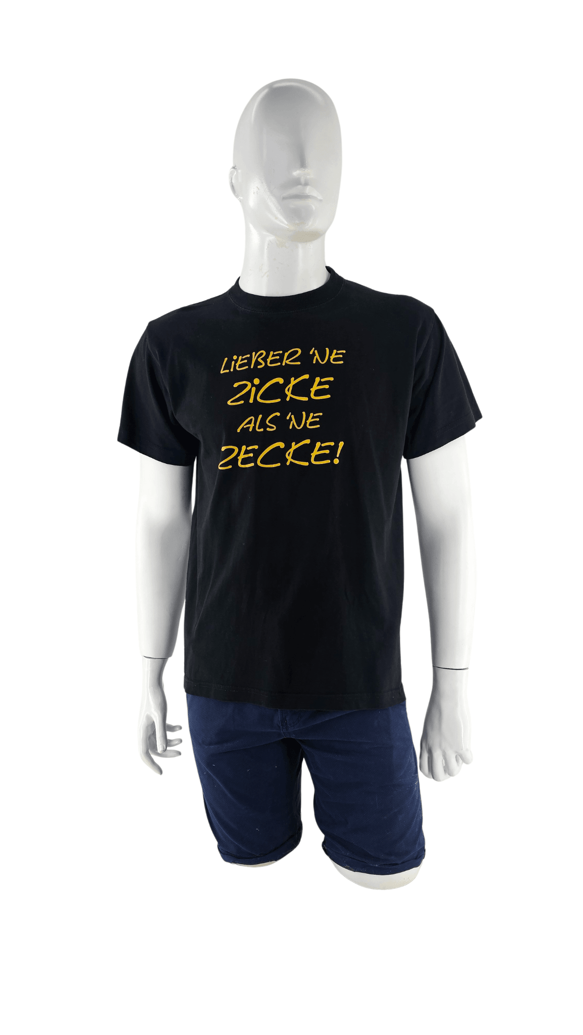 T -Shirt Meshkujsh Ngjyre i Zi me Shkrim Gold S.Hand