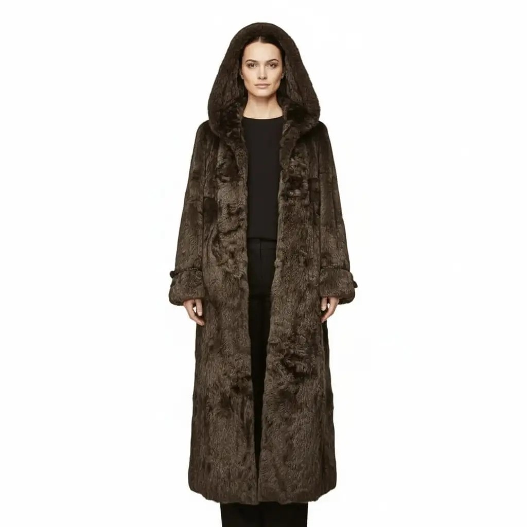 Pelice Femrash Origjinale Ngjyre Kafe e Erret S.Hand Womens Fur Coat 