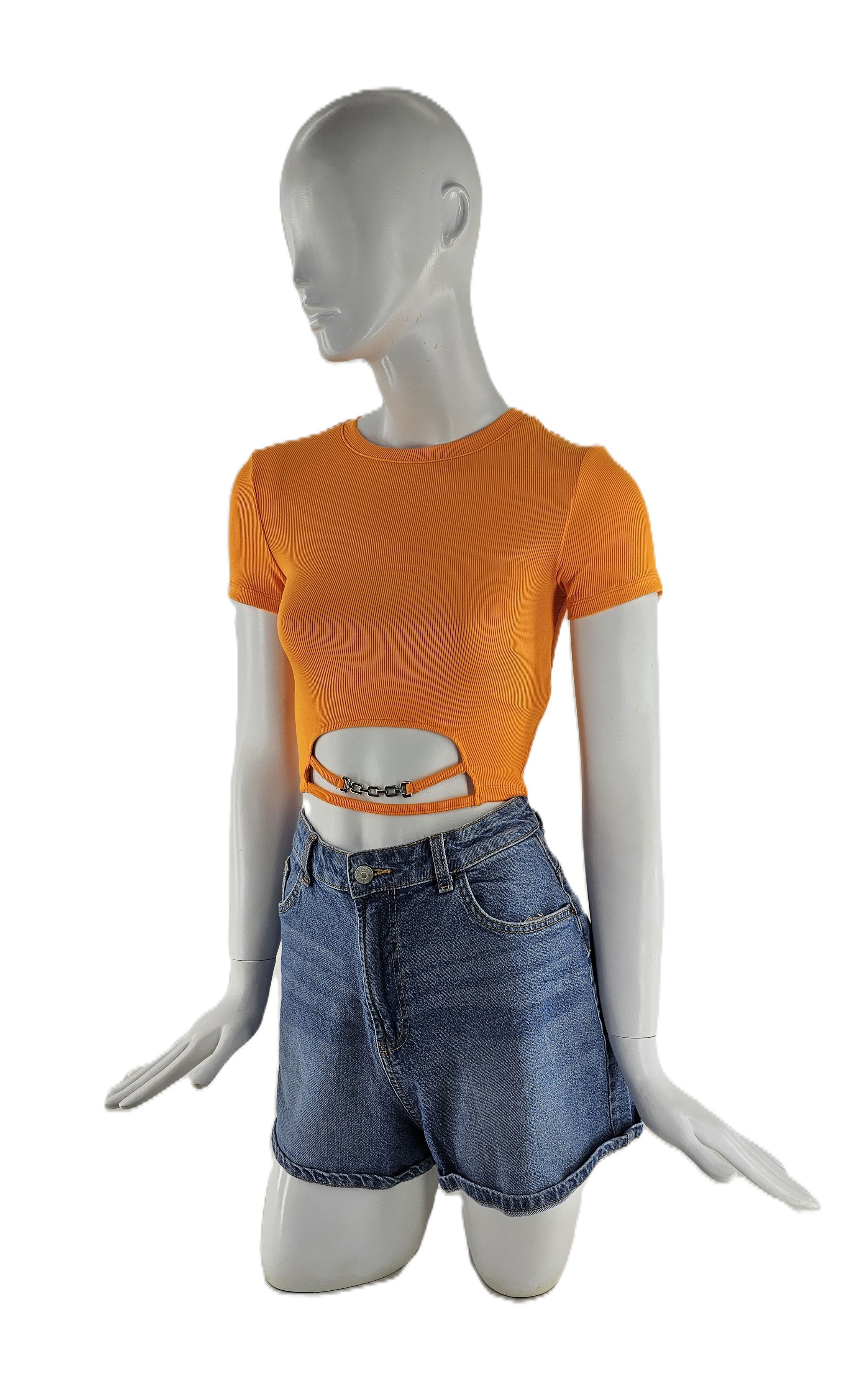 Bluze Femrash Crop Top Ngjyre Portokalli S.Hand/Crop Top