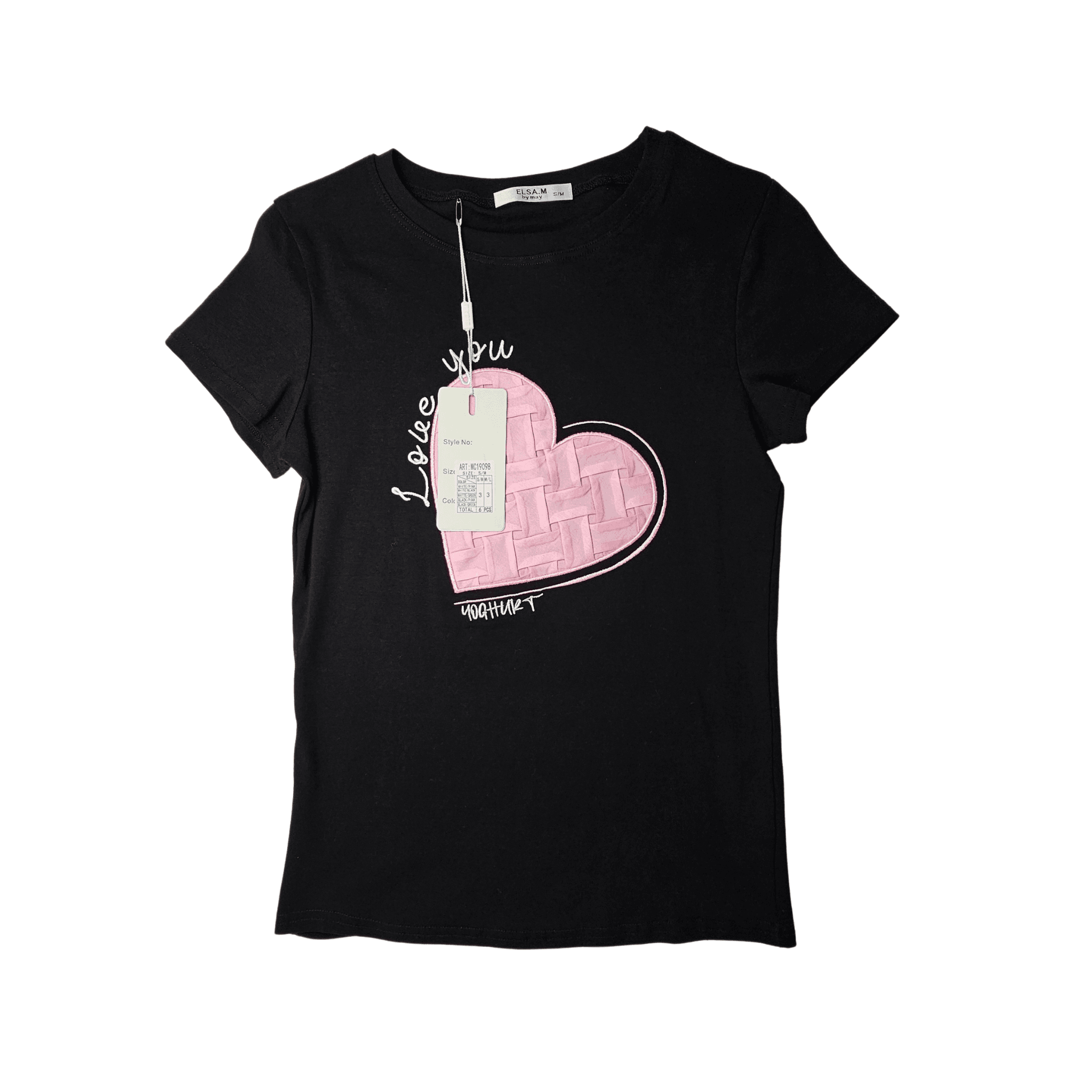 T-Shirt Femrash Ngjyre e Zeze me Zemer Roze Outlet/T-Shirt