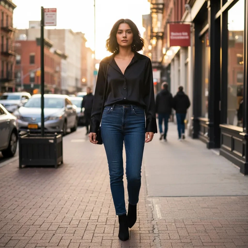 Kemishe Femrash Saten Ngjyre e Zeze S.Hand Women's Shirt