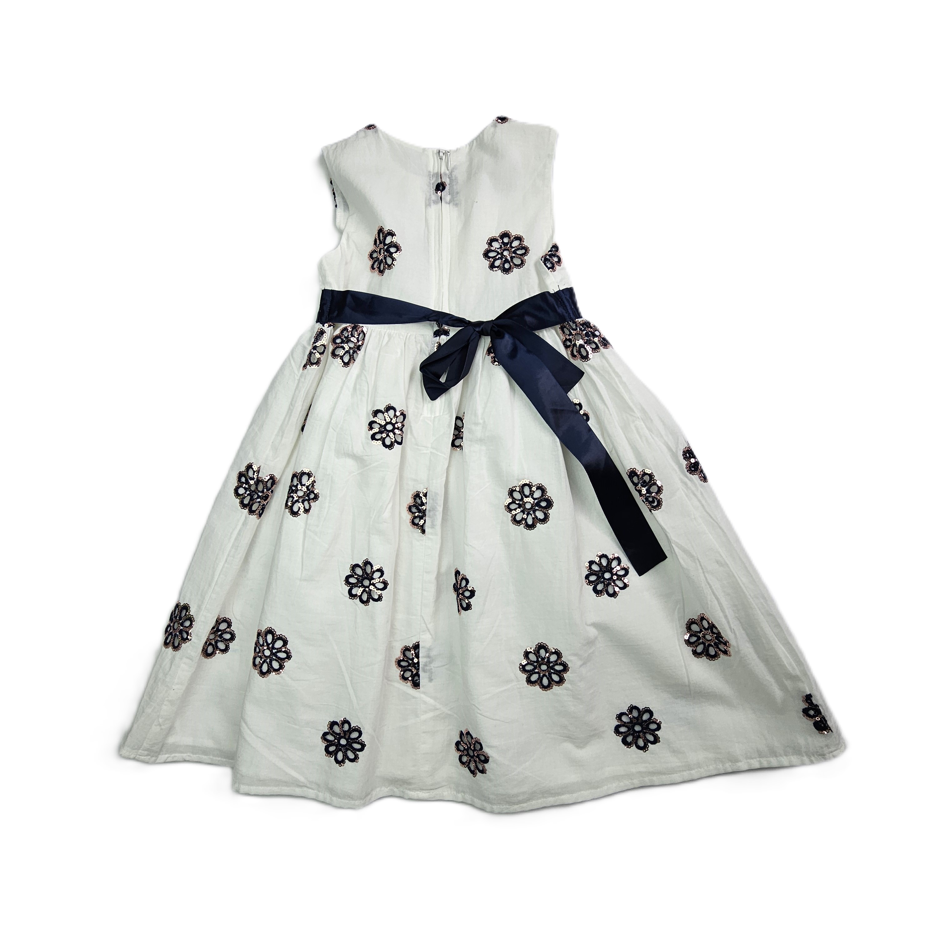 Fustan Femijesh Ngjyre i Bardhe me Lule Blu me Temina S.Hand/Dress
