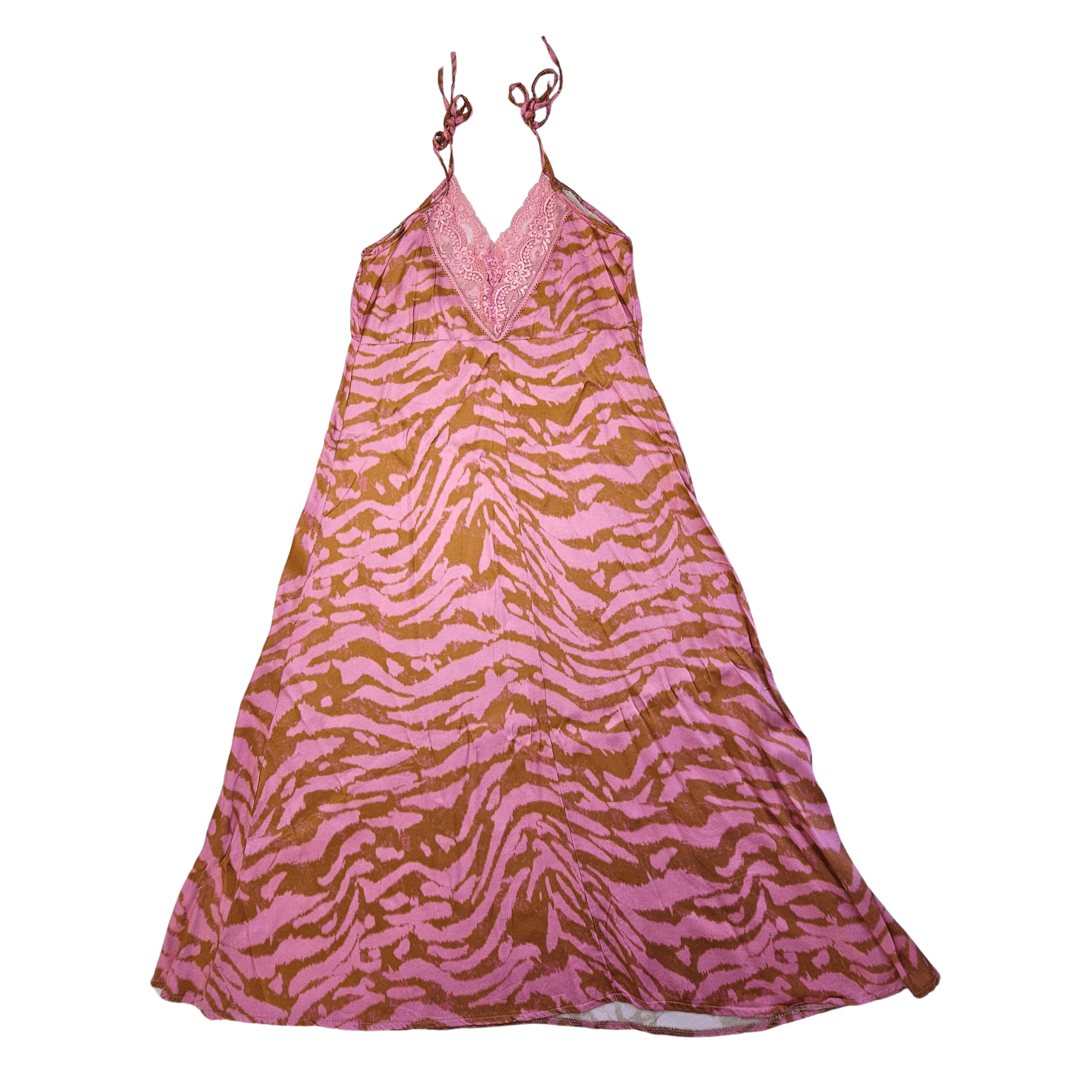  Veshje Gjumi Fustan Saten Ngjyre Roze me Dizajn Portokalli S.Hand/Sleeping Clothes